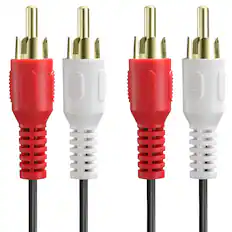 Front. Fosmon - Gold-Plated Dual RCA Audio Cable - 6FT, Male to Male, 2RCA to 2 RCA Cable - Multicolored.