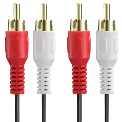 Front. Fosmon - Gold-Plated Dual RCA Audio Cable - 6FT, Male to Male, 2RCA to 2 RCA Cable - Multicolored.