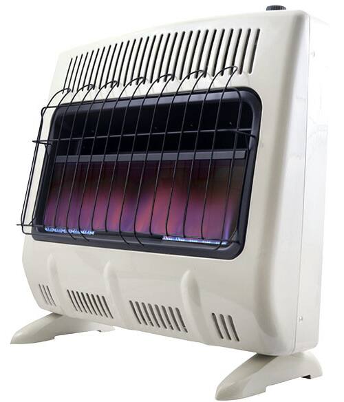 Back. Mr. Heater - Mr. Heater 30,000 BTU Unvented Propane Heater with Built In Blower and 12ft Hose - White.