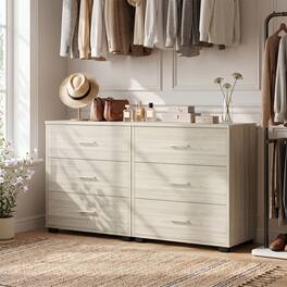 Aheaplus - 2-Piece Stackable Walk-in Closet Drawer System - Large Capacity Storage Organizer for Bedroom, Livingroom - White Oak