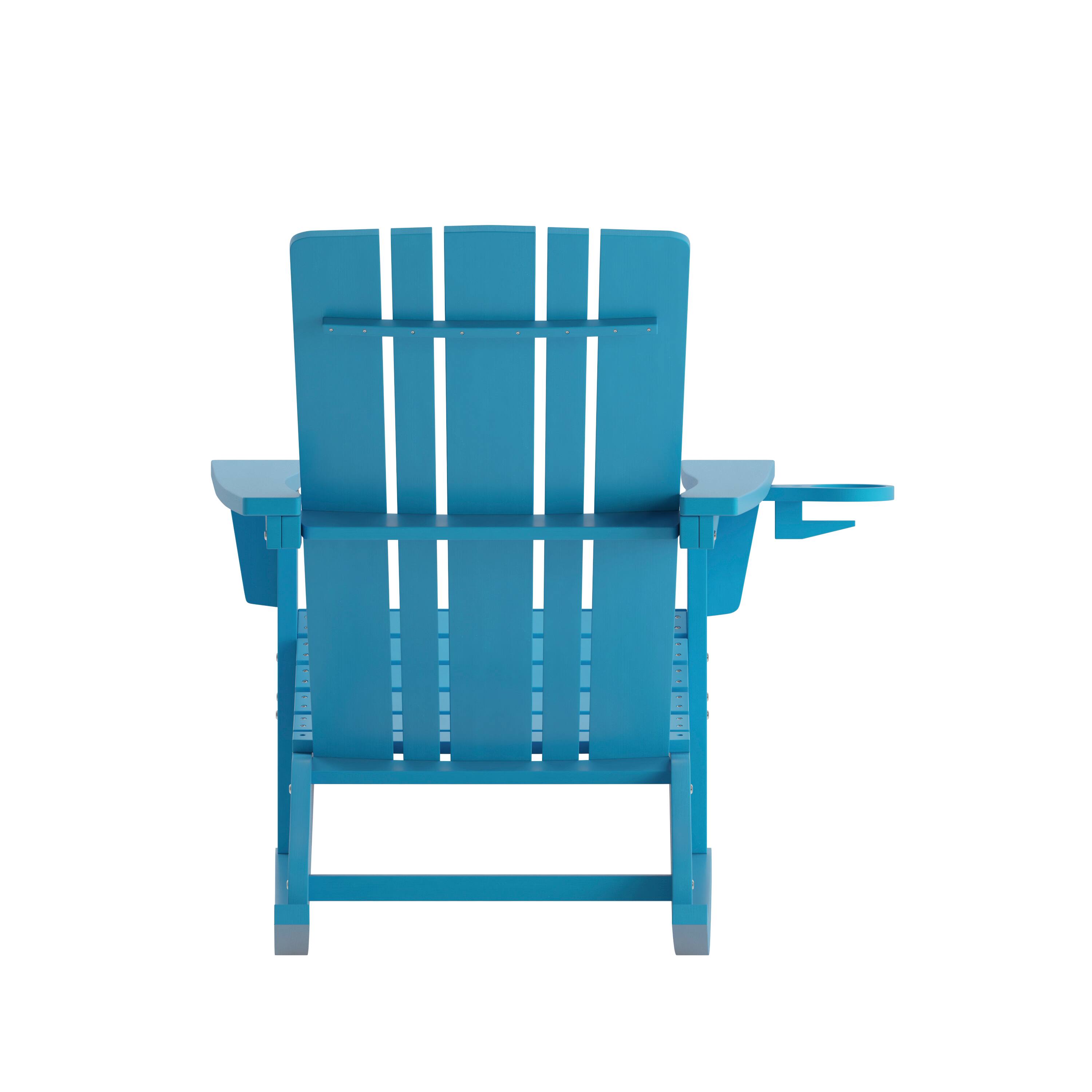 Alt View 7. Emma + Oliver - Haley Adirondack Rocking Chair with Cup Holder, Weather Resistant HDPE Adirondack Rocking Chair - Blue.