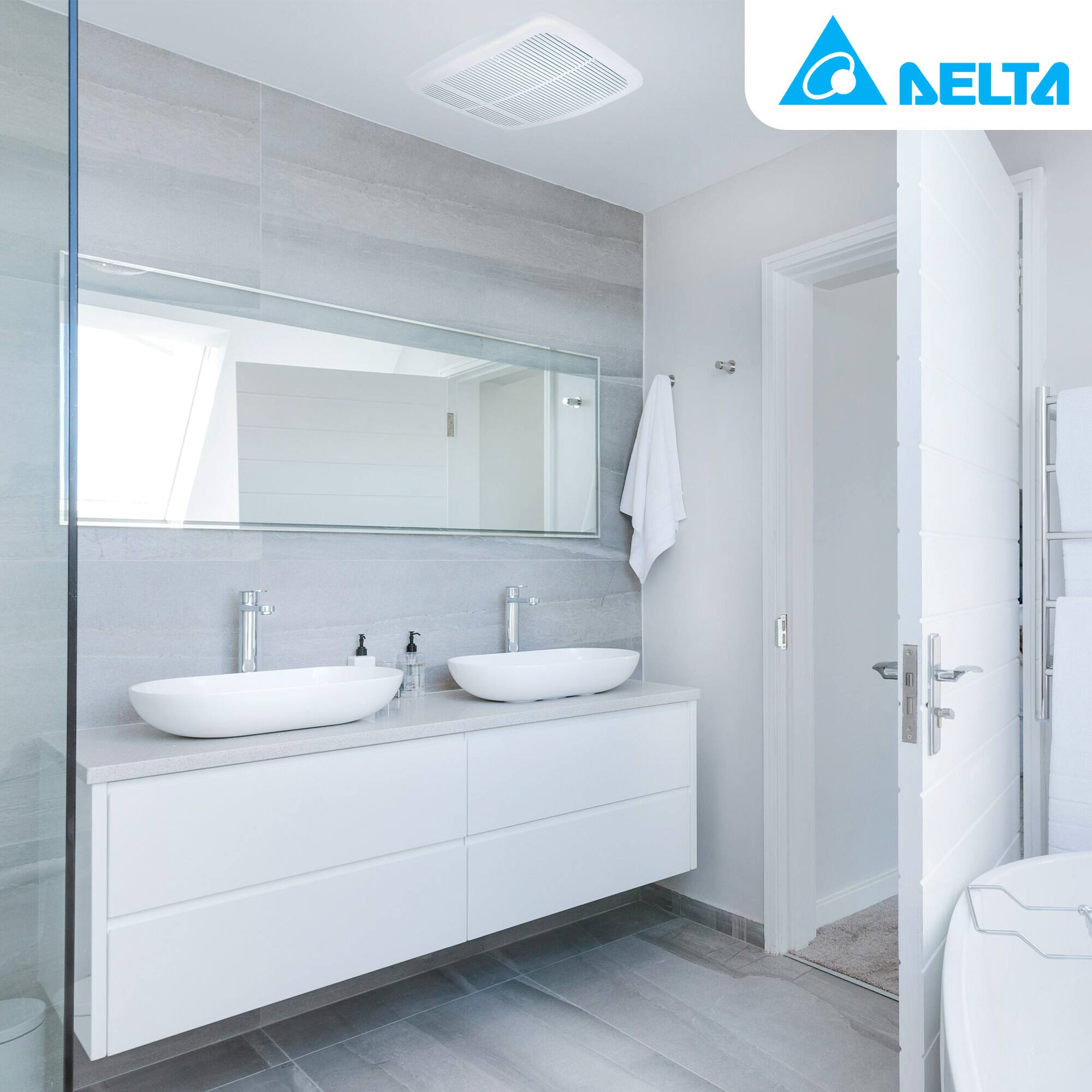 Alt View 3. Delta Breez - Delta Breez Radiance Exhaust Bathroom Fan 80 CFM with Built-In Heater, White - White.
