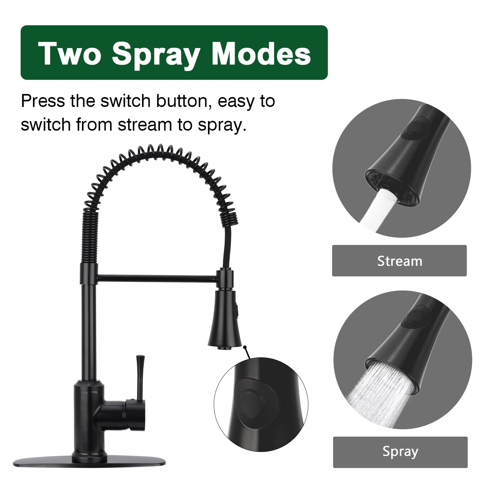 Two Spray Modes

Press the switch button, easy to switch from stream to spray.

Stream

Spray