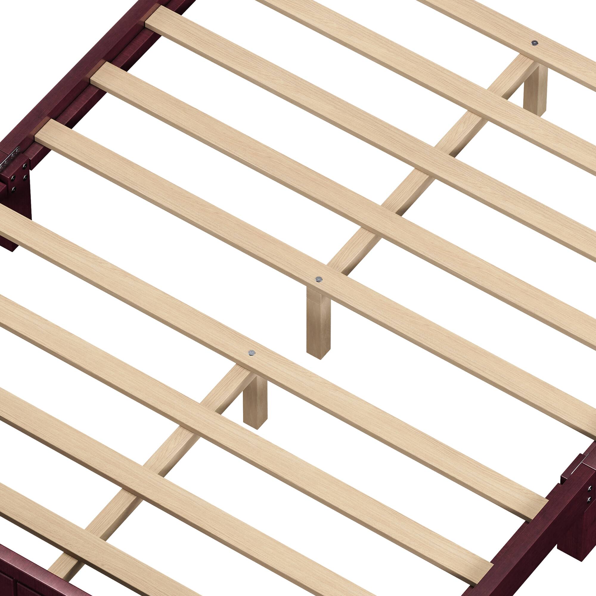 Alt View 7. GOODSILO - Vintage-Inspired Full Size Wooden Platform Bed Frame with Headboard and Slat Support - Espresso.