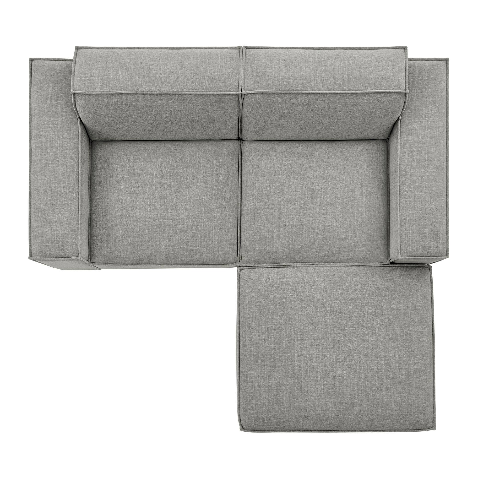 Alt View 7. Modway - Restore 3-Piece Performance Fabric Upholstered Modular Loveseat with Ottoman by Modway - Pewter.
