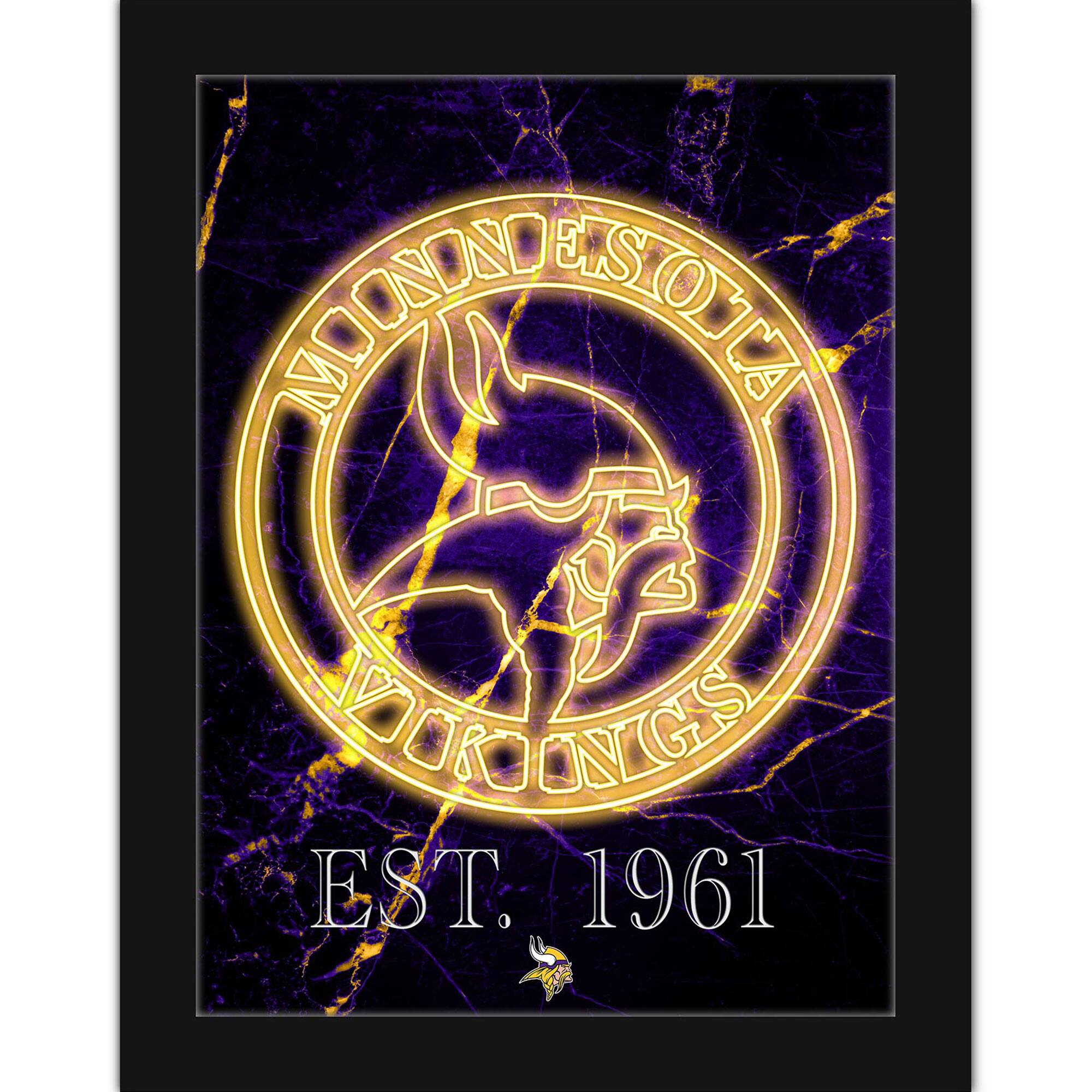 Black Minnesota Vikings 12'' x 16'' Framed Circle Logo Print