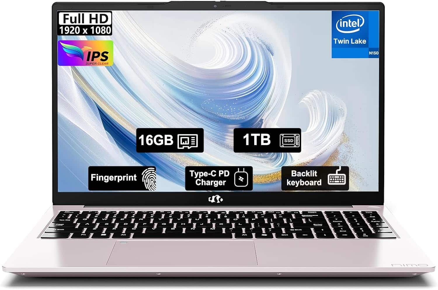 Full HD 1920 x 1080  
IPS SUPER CLEAR  
Intel Twin Lake N150  
16GB  
1TB SSD  
Fingerprint  
Type-C PD Charger  
Backlit Keyboard