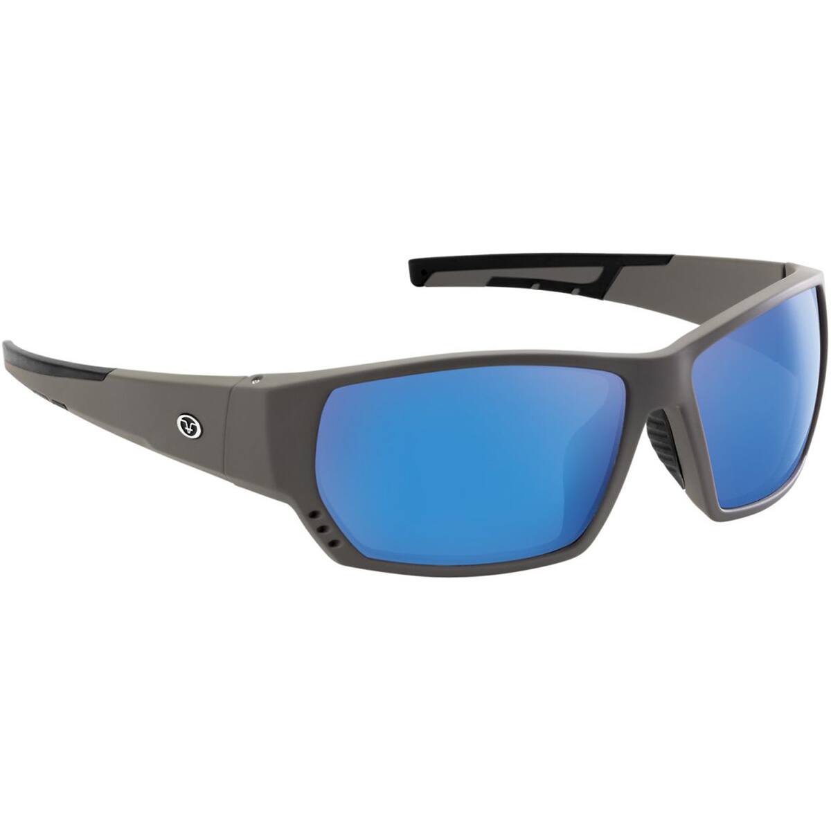Front. Flying Fisherman - Flying Fisherman Drop Back Polarized Sunglasses - Matte Gray/Smoke Blue Mirror - Matte Gray/Smoke Blue Mirror.