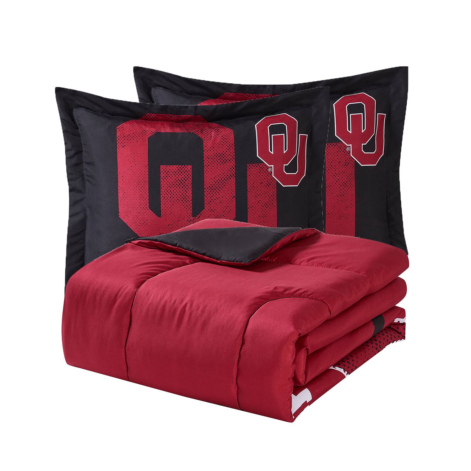 Angle. Sweet Home Collection - NCAA Oklahoma Sooners Comforter & Pillow Sham Set- Full/Queen - Multicolored.