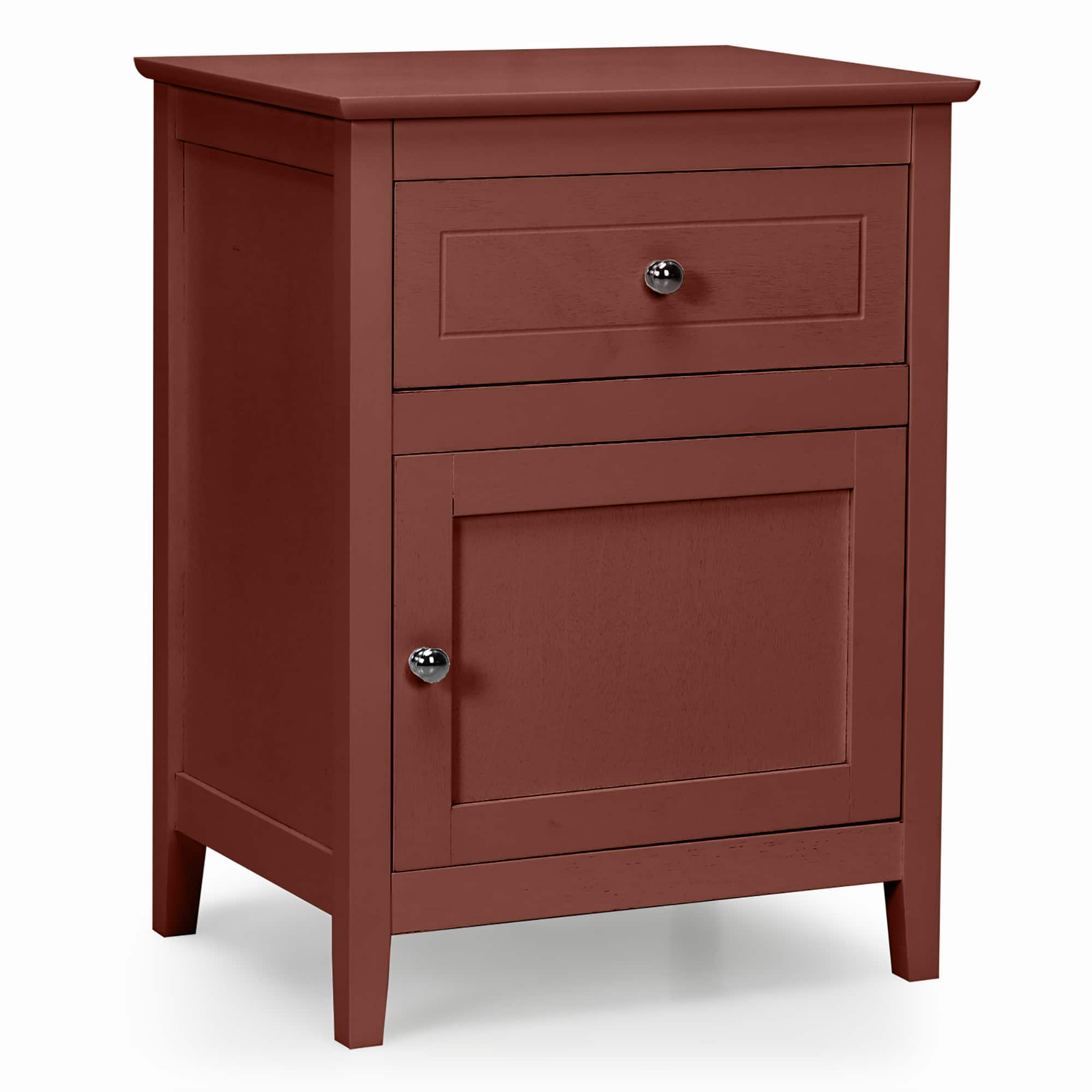 Front. Costway - Nightstand with Drawer Accent Side End Table Storage Cabinet - Cherry.