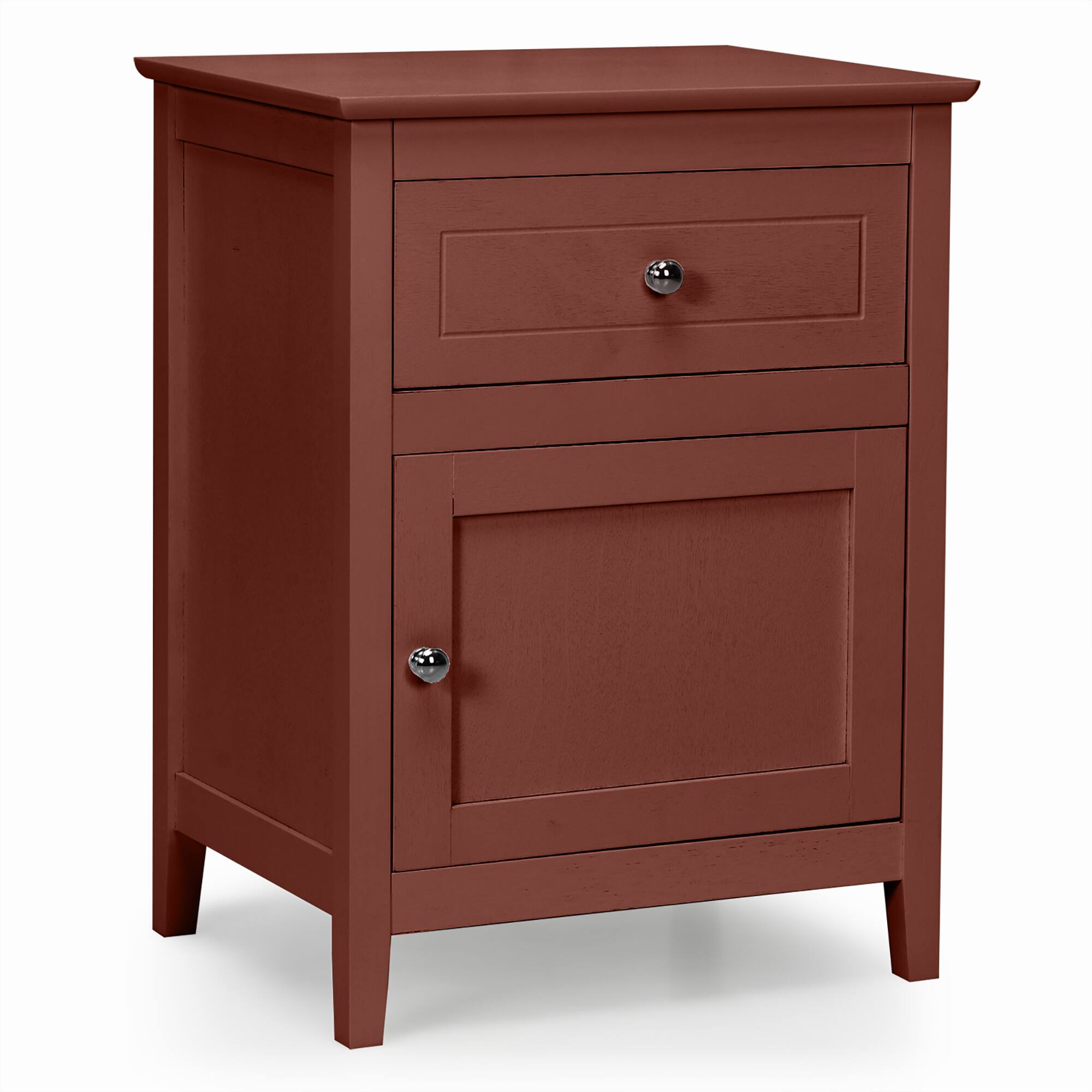 Costway - Nightstand with Drawer Accent Side End Table Storage Cabinet - Cherry