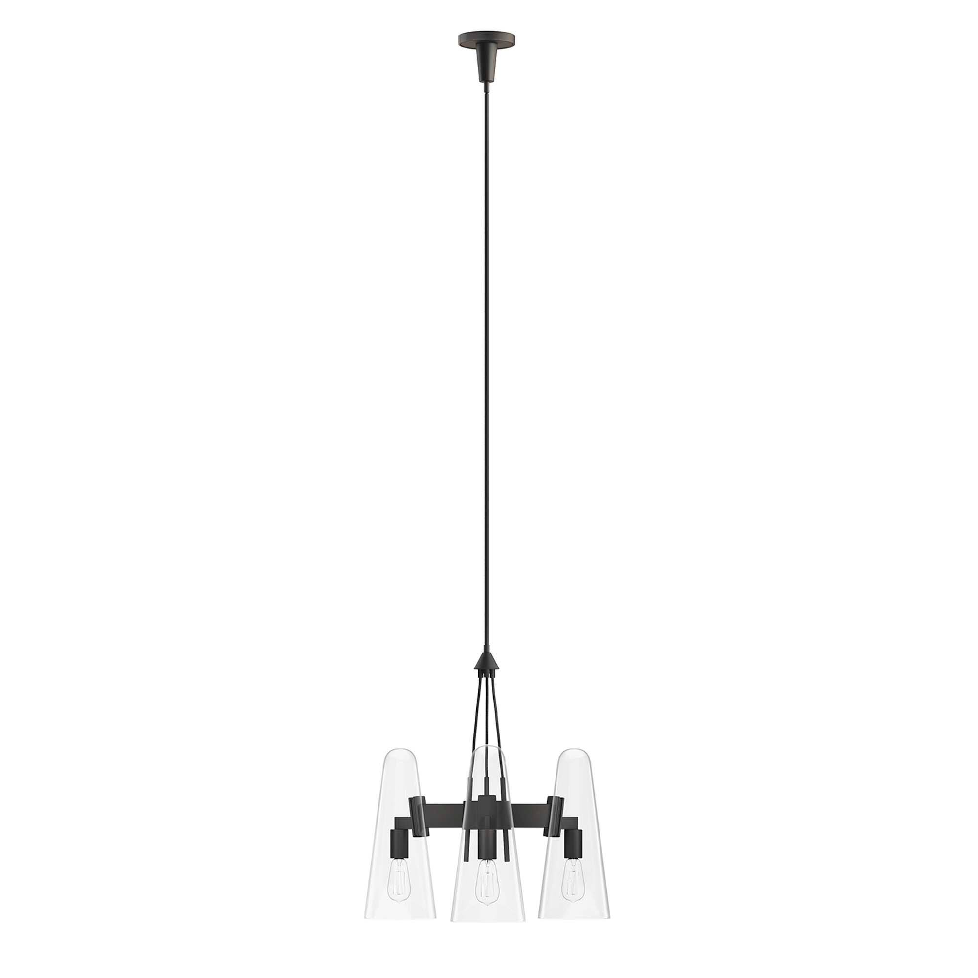 Alt View 2. Modway - Beacon 3-Light Pendant Light by Modway - Clear Black.