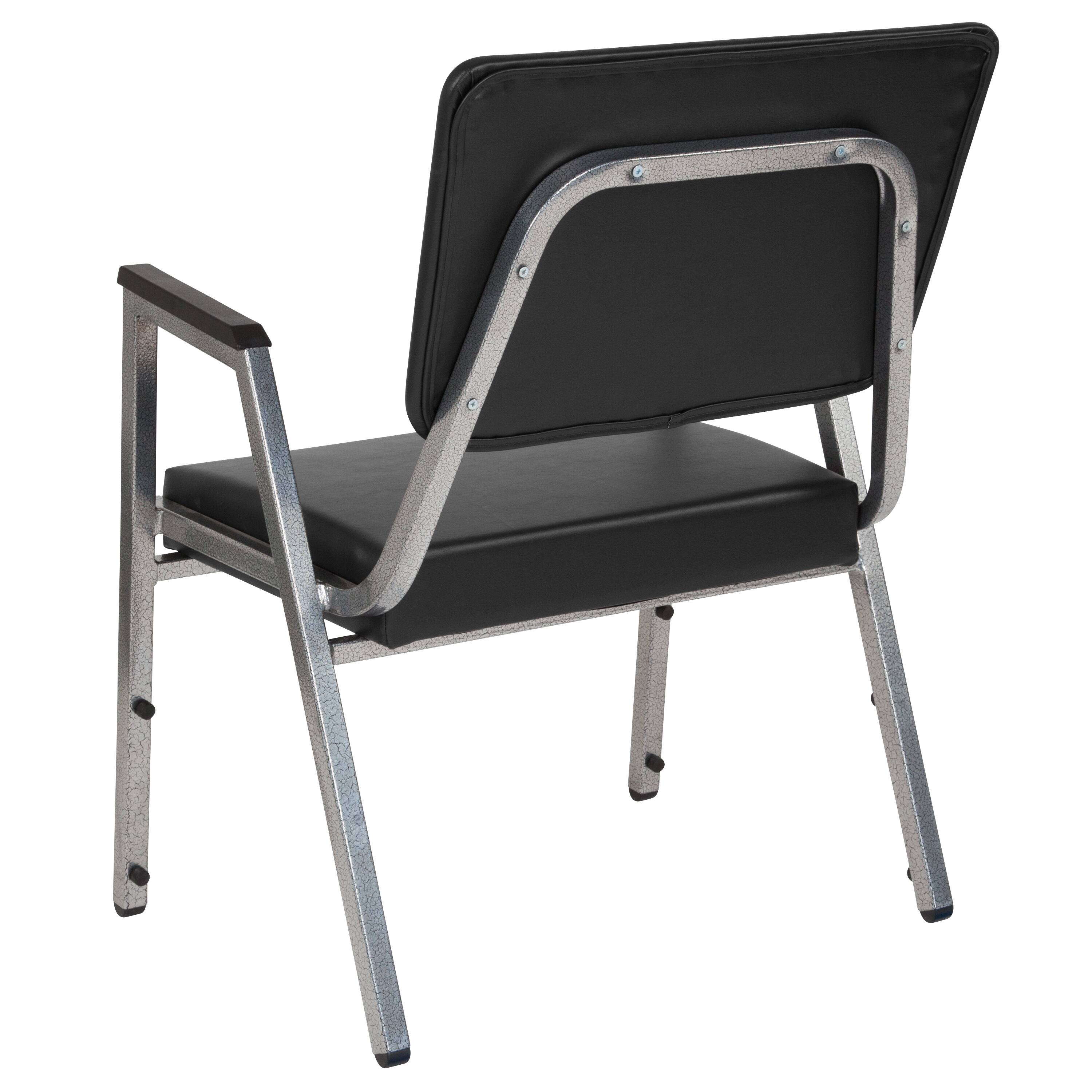 Alt View 4. Emma + Oliver - 4 Pack 1000 lb. Rated Antimicrobial Bariatric medical Reception Arm Chair with Panel Back - Black Vinyl.