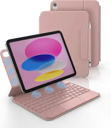 Front. Luckbyte - Magnetic Detachable Keyboard Case for iPad 11th Gen (2025) & 10th Gen 10.9", Backlit Wireless Folio with Trackpad, Pink - Pink.