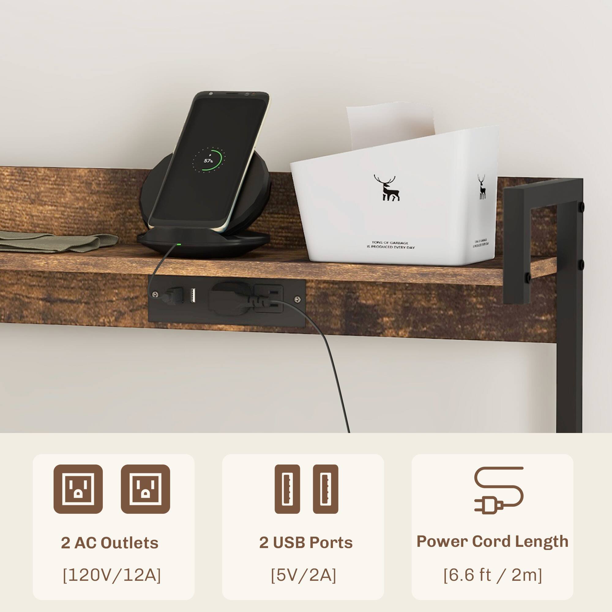 PROTANIS  
2 AC Outlets [120V/12A]  
2 USB Ports [5V/2A]  
Power Cord Length [6.6 ft / 2m]