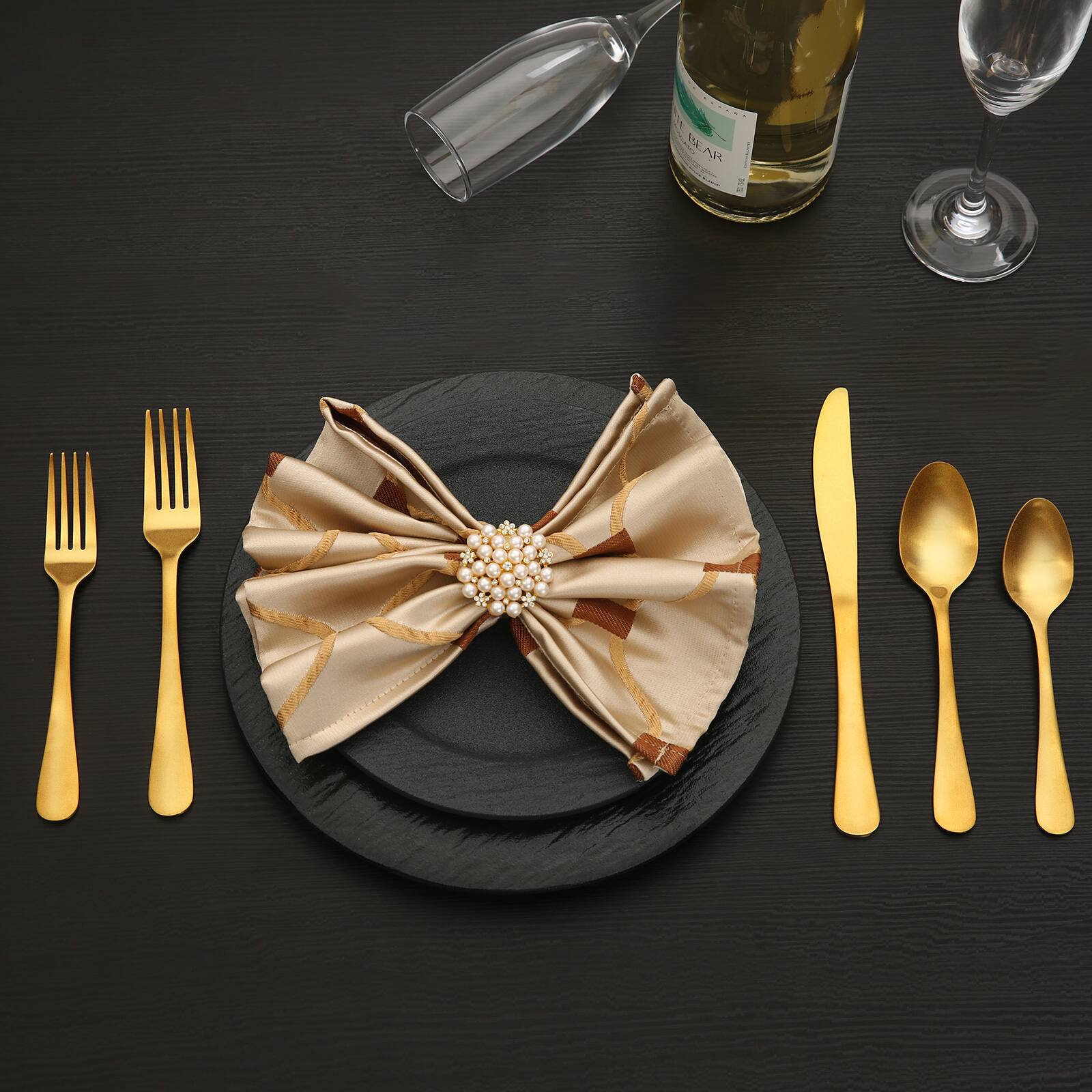 Alt View 3. Hansmart - Lorena Golden 20-piece Tableware Set for 4 Including Knife Fork and Spoon Suitable for Family Gatherings and Restaurants - Gold.
