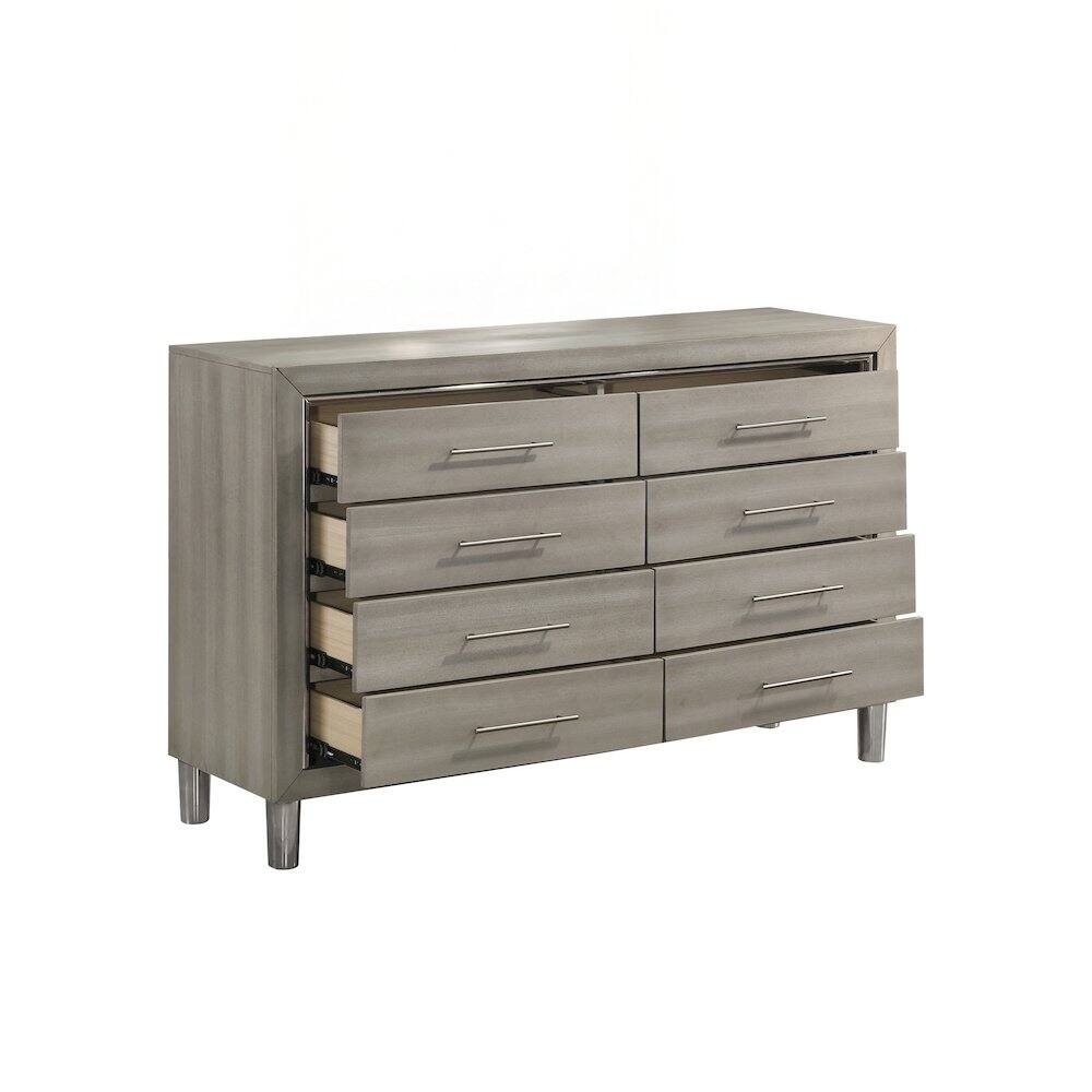 Left. New Classic Furniture - Lennox Wood Modern 8-Drawer Dresser in Gray - Gray.