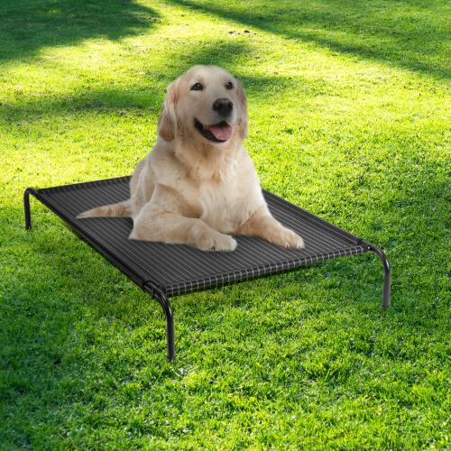 Alt View 10. Winado - Portable 50in Dog Bed, Cooling Raised Pet Cot, with Waterproof Textilene Mesh, Washable, Breathable for Indoor Outdoor - Black & White Stripes.