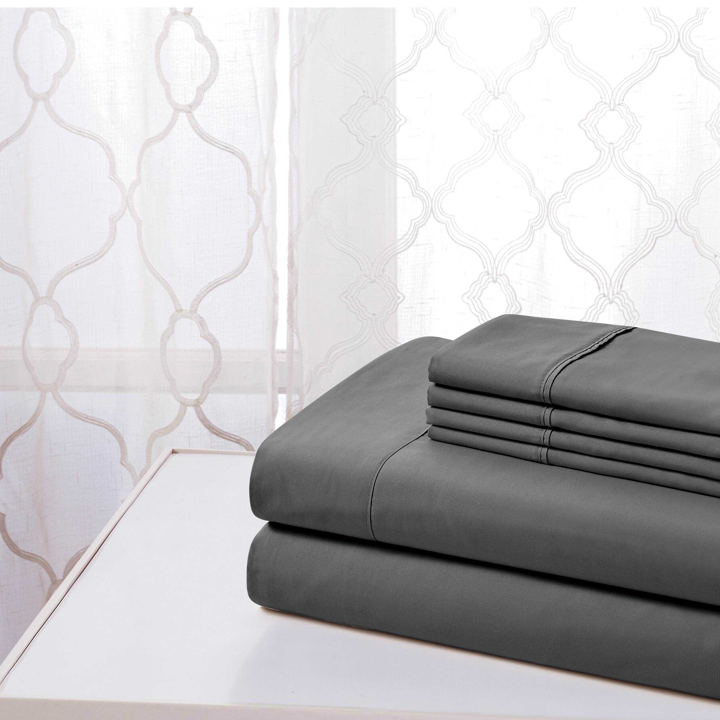 Back. Kathy Ireland - Kathy Ireland Cool Max 6 Piece Ultra Soft Sheet Set - Light Grey.