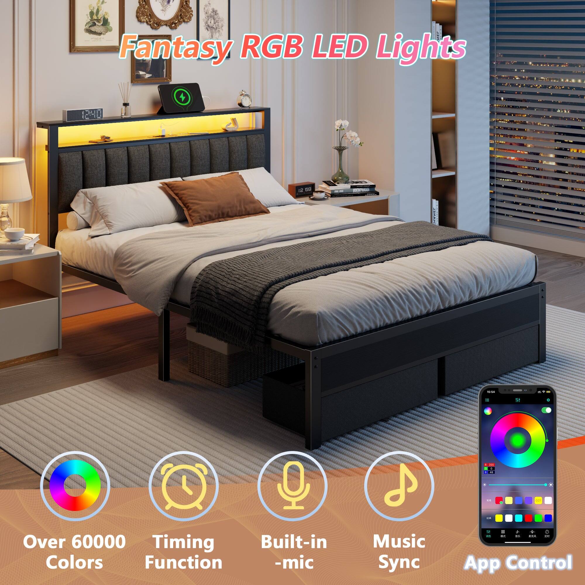 Fantasy RGB LED Lights

- Over 60000 Colors
- Timing Function
- Built-in Mic
- Music Sync
- App Control