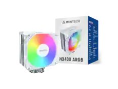MONTECH NX400 ARGB SPECIFICATION
Model Name: NX400 ARGB
Color: White
Dimensions: 120 x 120 x 150 mm (4.72 x 4.72 x 5.91 in)
Weight: 0.8 kg (1.76 lb)
CPU Sockets: LGA 1150/1151/1155/1156/1151/2011/2066
Heat Pipes: 6 x 6 mm
Fan Support: 1 x 120 mm
Fan Speed: 800 - 1500 RPM
Bearings: FDB
Voltage Range: 3.3V - 12V
Connector: 4-pin PWM
Airflow: 16.5 CFM
Static Pressure: 1.35 mmH2O
Noise Level (Max): 31.3 dB
Warranty: 1 year