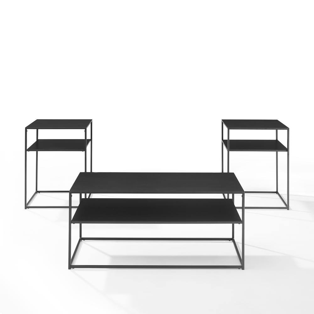 Alt View 2. Crosley Furniture - Braxton 3-Piece Coffee Table Set - Coffee Table & 2 End Tables - Matte Black.