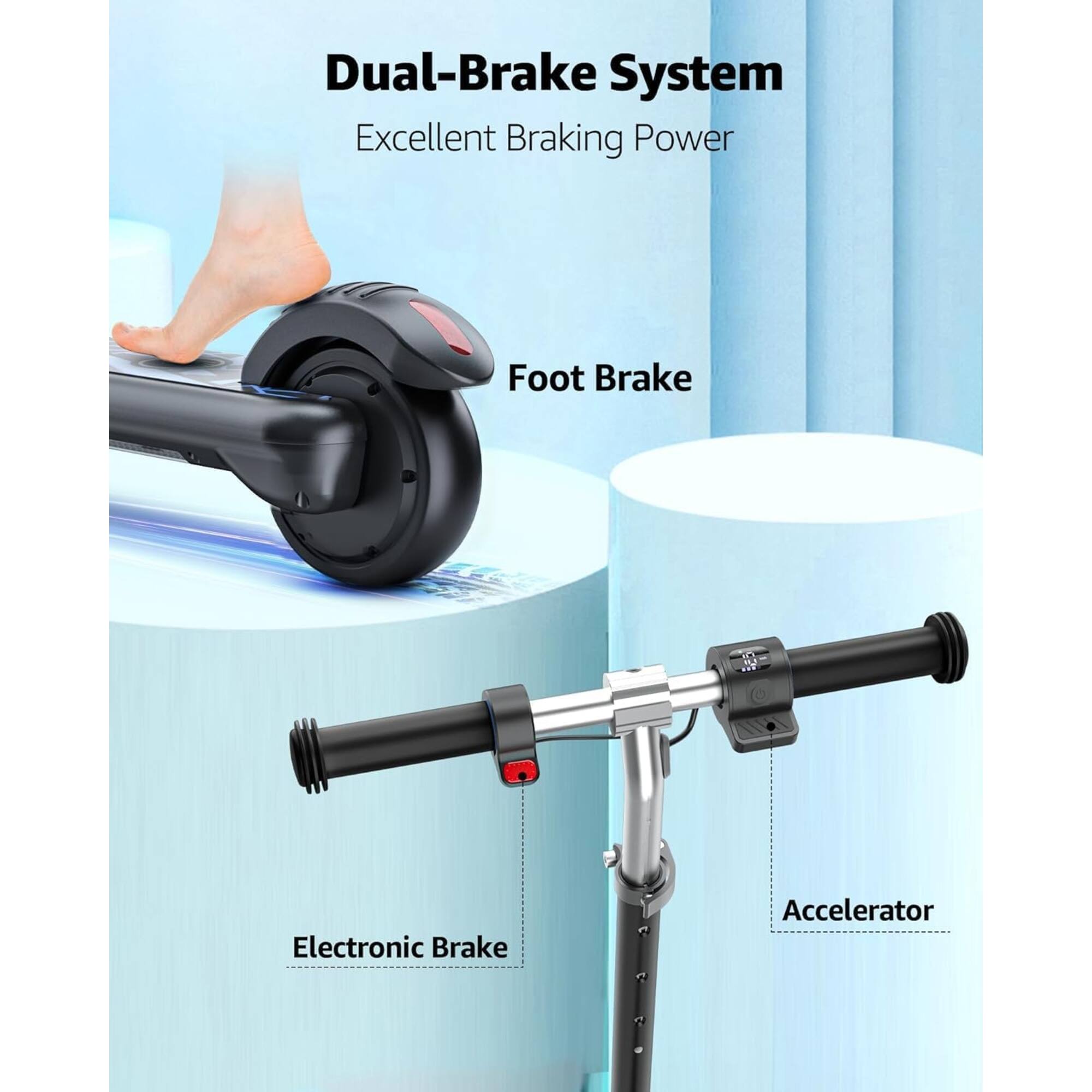 Dual-Brake System  
Excellent Braking Power  
Foot Brake  
Electronic Brake  
Accelerator