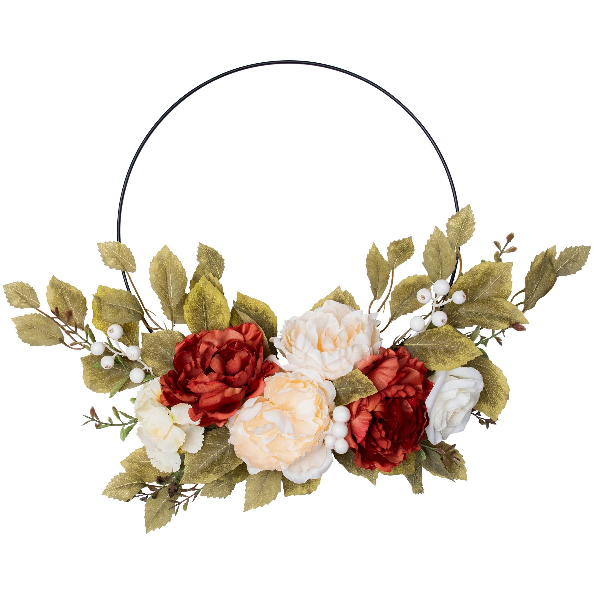 Alt View 1. Northlight - Fall Harvest Artificial Floral Fall Foliage Twig Wreath - 22" - Orange.