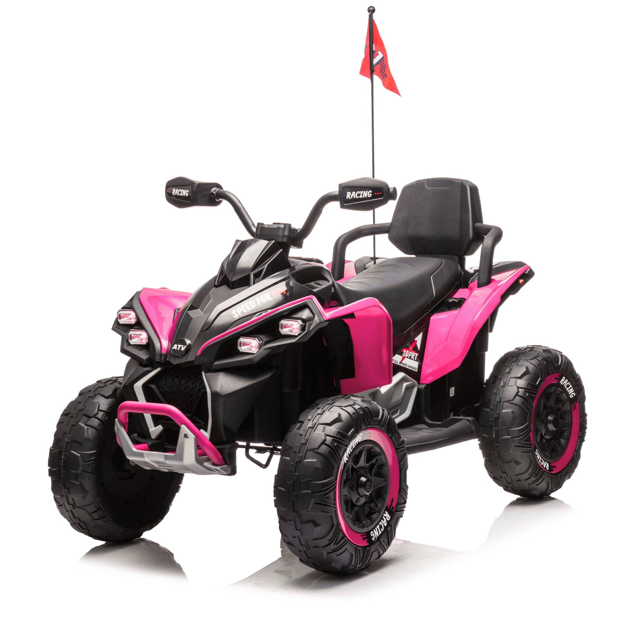 Alt View 7. ELEMENT ACE - Large Kids Ride-On Electric ATV with Parental Remote Control, Four-Wheel Shock Absorbers, Bluetooth, and Music Functions - Black,Pink.