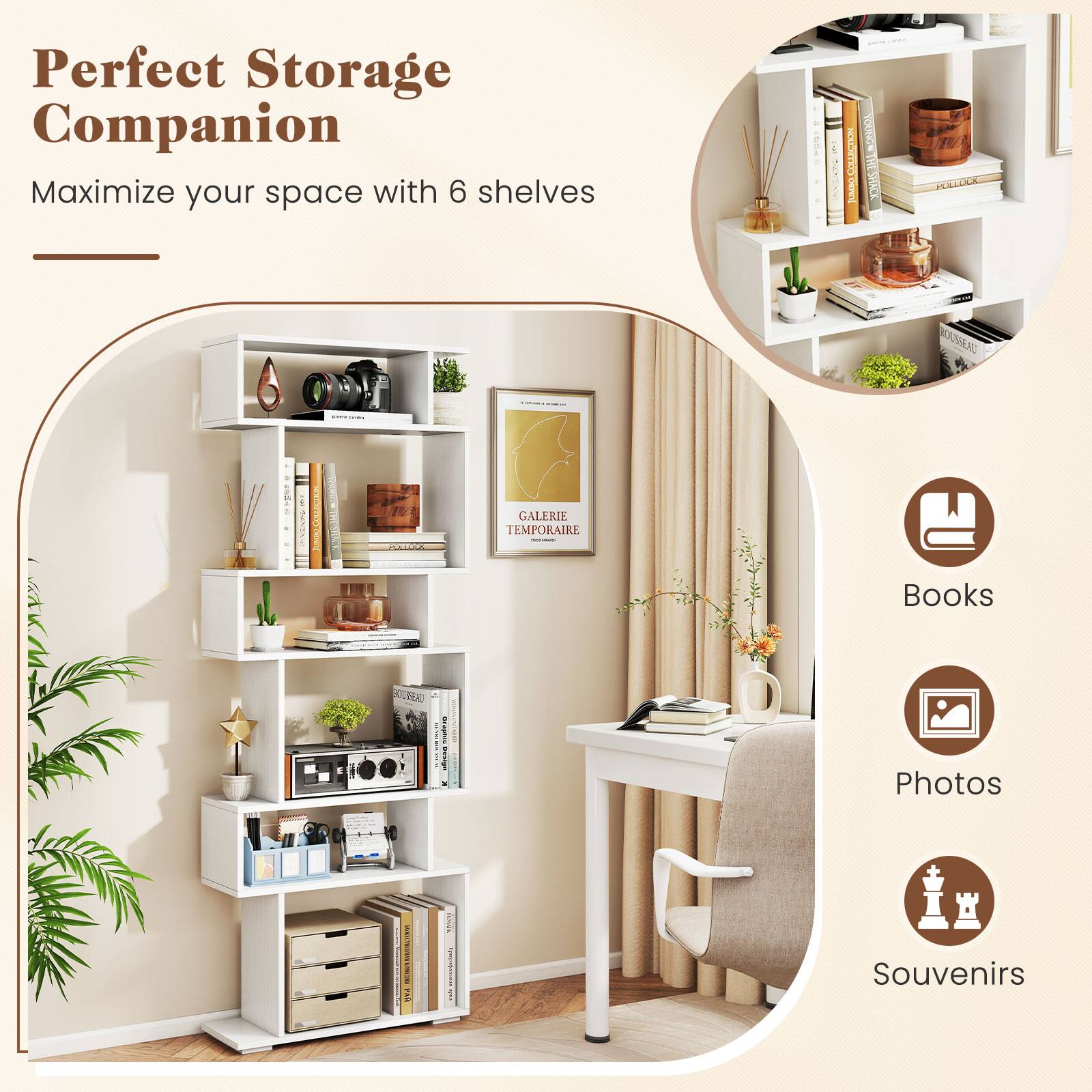 Perfect Storage Companion
Maximize your space with 6 shelves

Books
Photos
Souvenirs