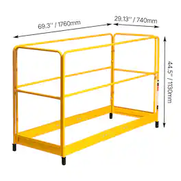 VEVOR - 6 Foot Scaffolding Safety Guardrail, Rustproof Solid Carbon Steel Scaffold Guard Rail of 55.4 lbs Load Capacity - Yellow