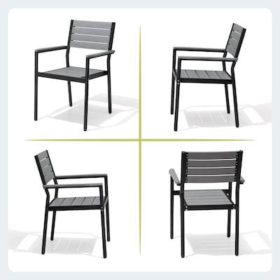 Alt View 2. Crestlive Products - Crestlive Products Set of 2 Stackable Brown Aluminum Frame Stationary Dining Chair Gray Mesh Seat - Gray-2PC.