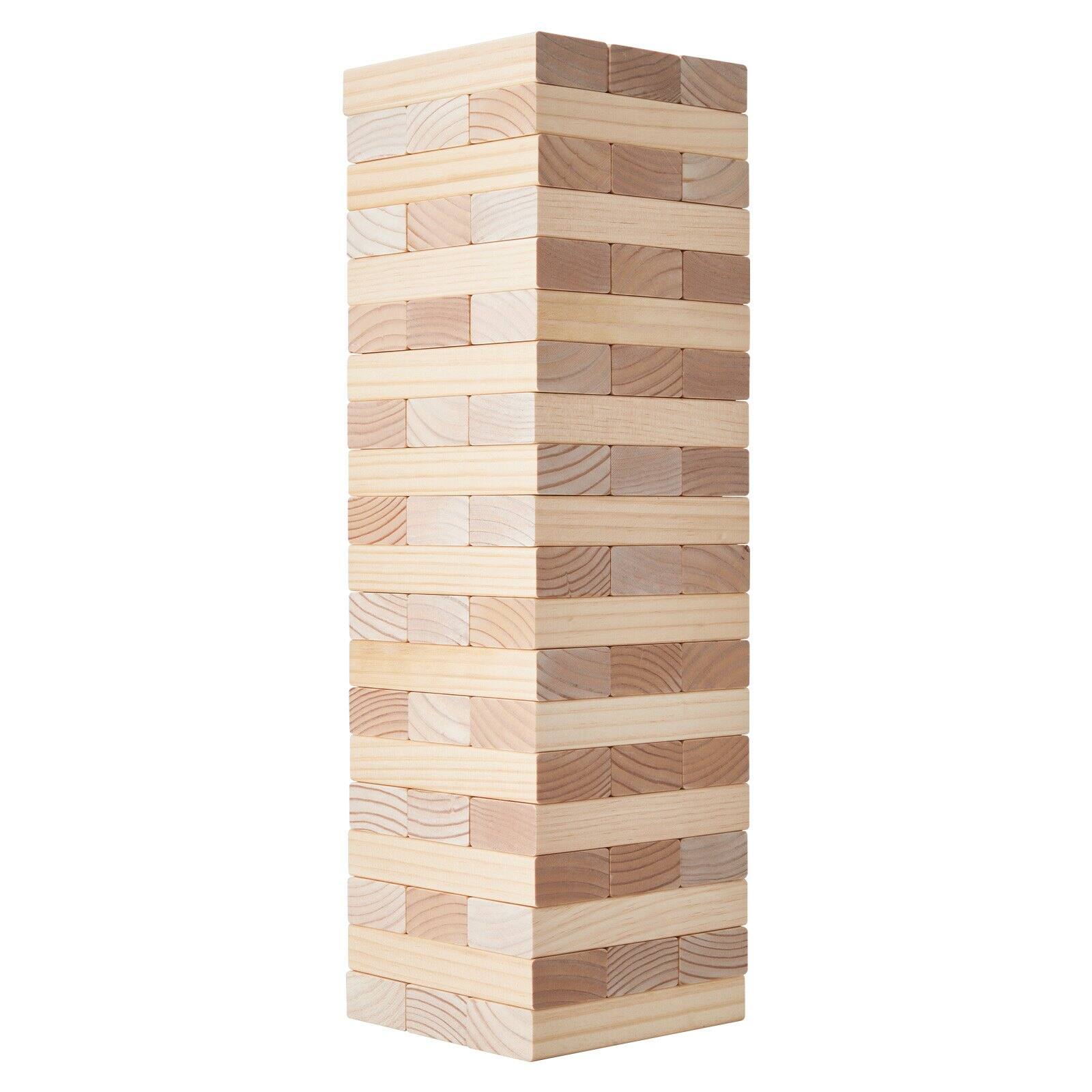 Alt View 8. HONGGE - Giant Wooden Tumbling Tower Game with Domino Blocks and Storage Bag - Natural.