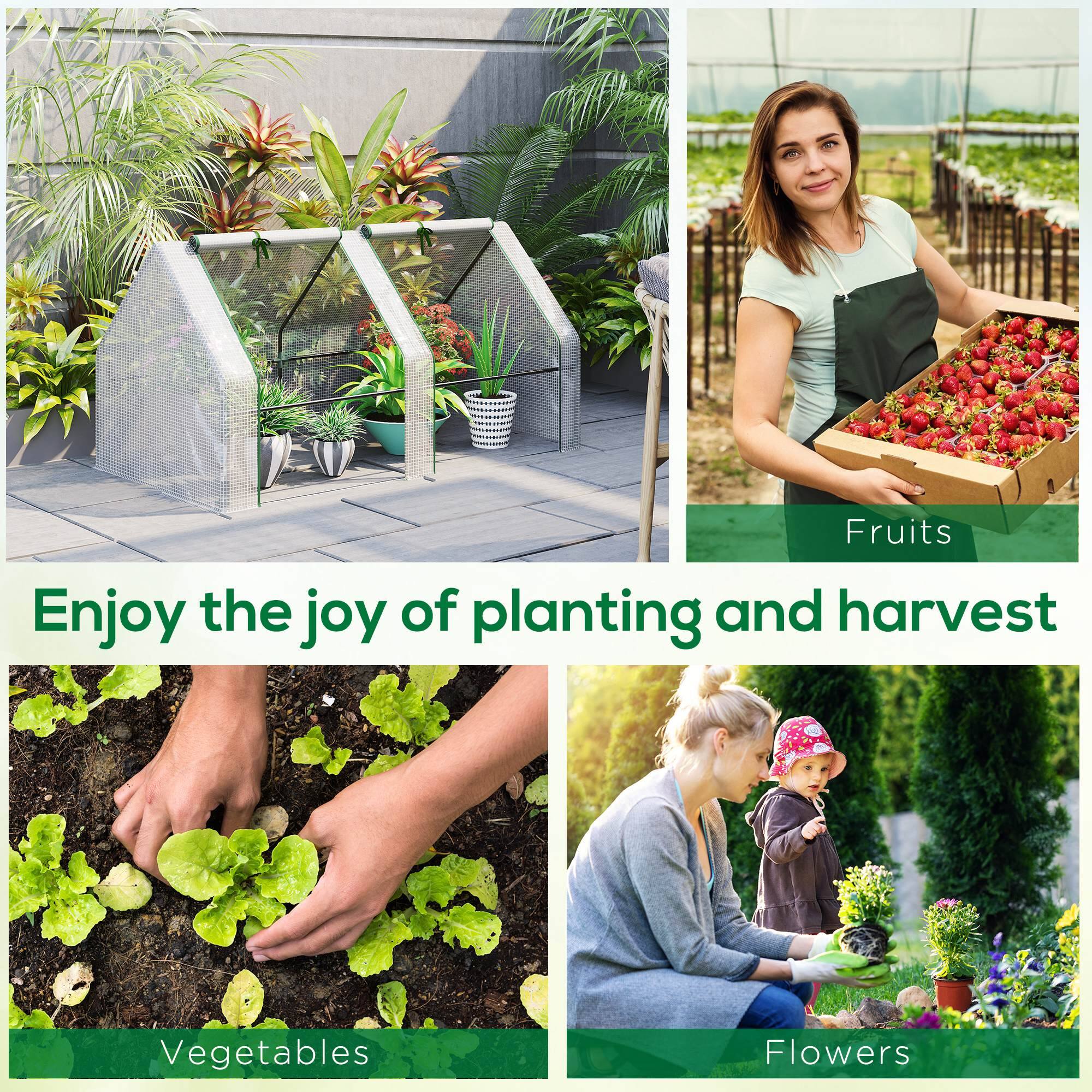 Alt View 5. Outsunny - 6' x 3' x 3' Mini Greenhouse with Zippered Doors & Roll-up Windows, Portable Plant Hot House with Durable PE Cover - White.