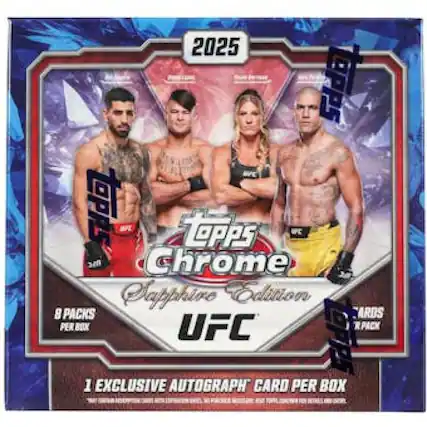 2025 Topps Chrome Sapphire Edition UFC
8 Packs per Box
1 Exclusive Autograph Card per Box