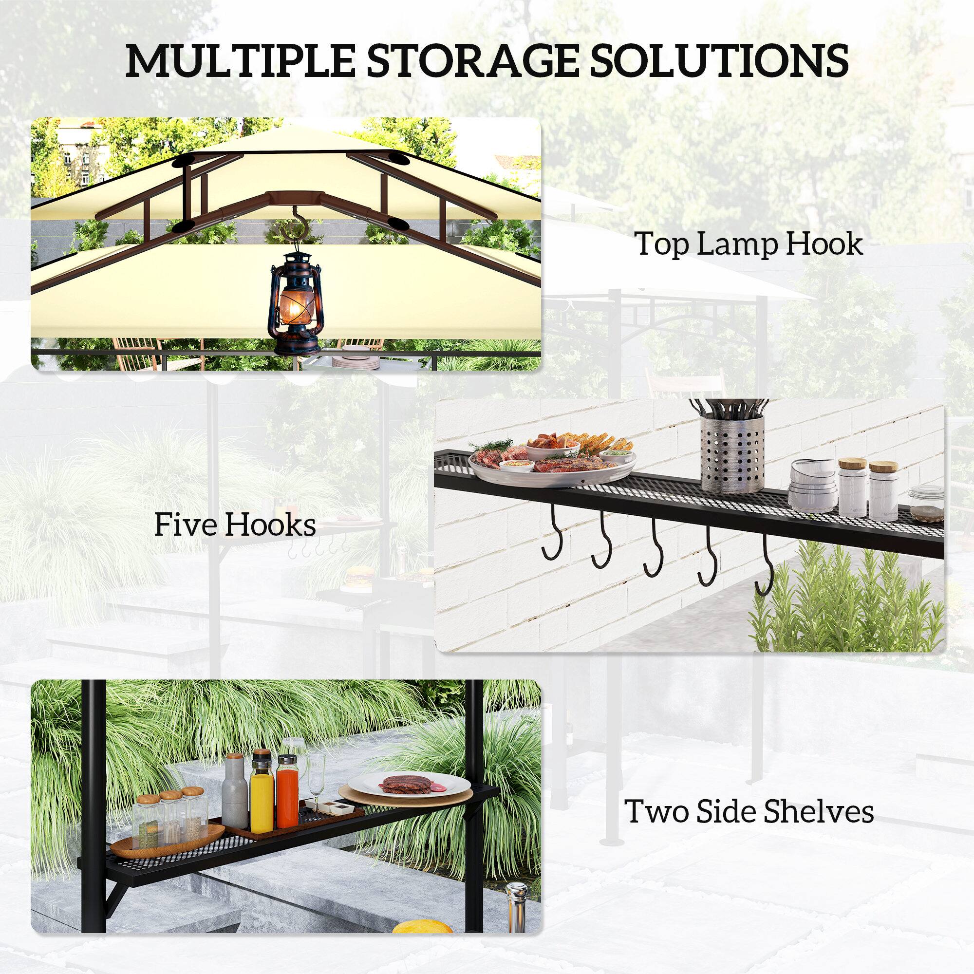 MULTIPLE STORAGE SOLUTIONS
Top Lamp Hook
Five Hooks
Two Side Shelves