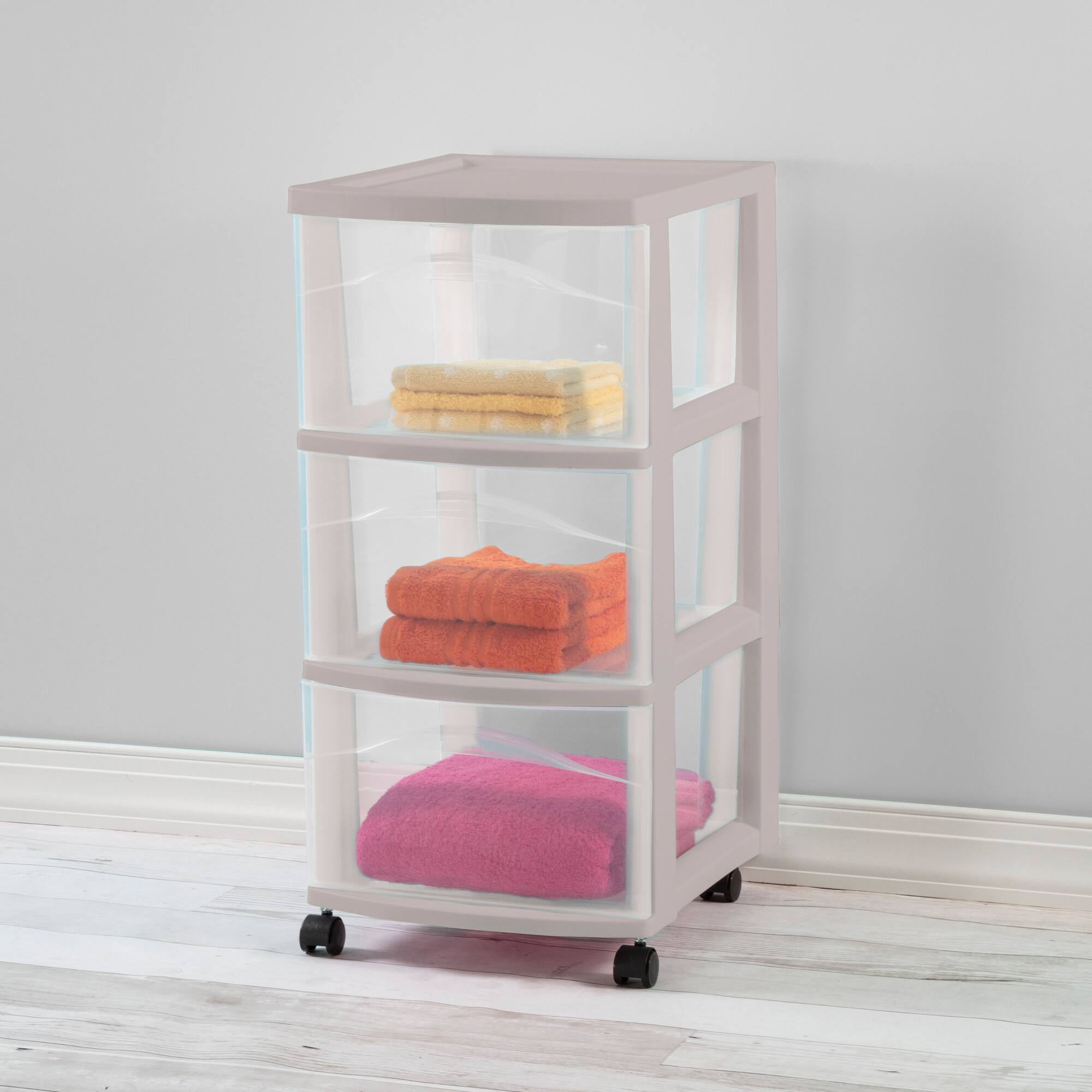 Alt View 3. Sterilite - Sterilite 3 Drawer Storage Cart, Plastic Rolling Organization, Grey Pumice, 8 Pk - Grey Pumice.