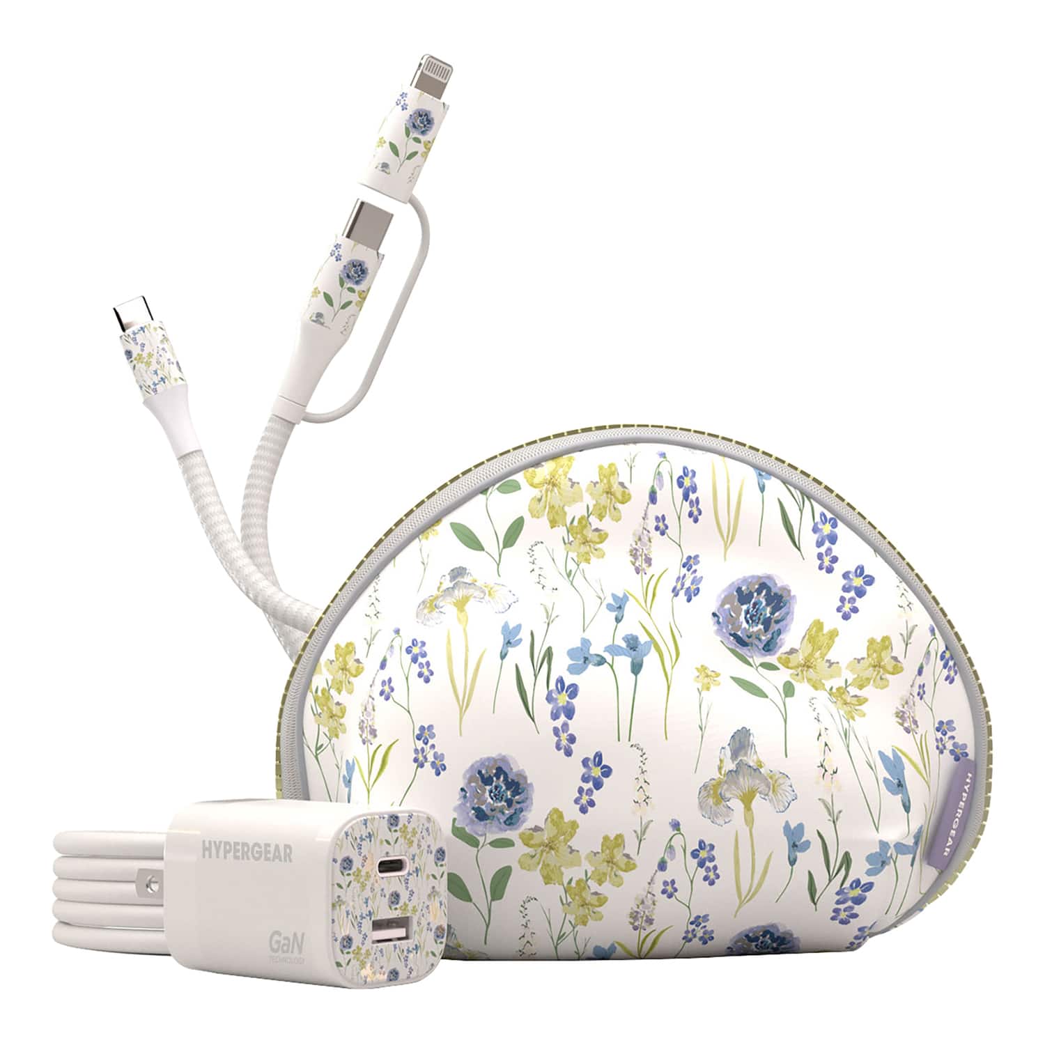HyperGear - TECHcessories 30-Watt USB-C PD Charging Kit with Travel Pouch - Purple Floral
