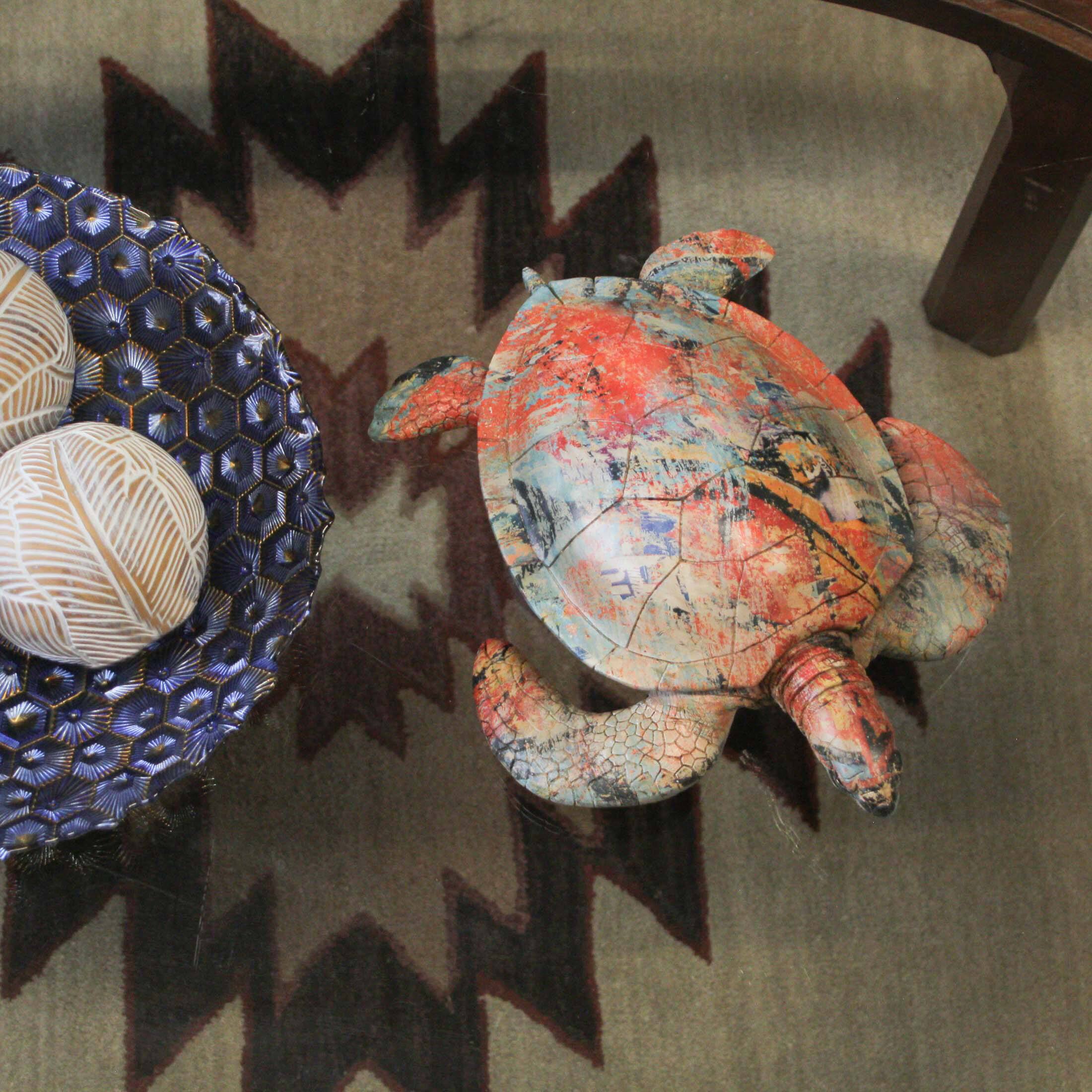 Alt View 4. Things2Die4 - Multicolor Abstract Sea Turtle Statue – 12-Inch Ocean-Inspired Coastal Decor - Multicolored.