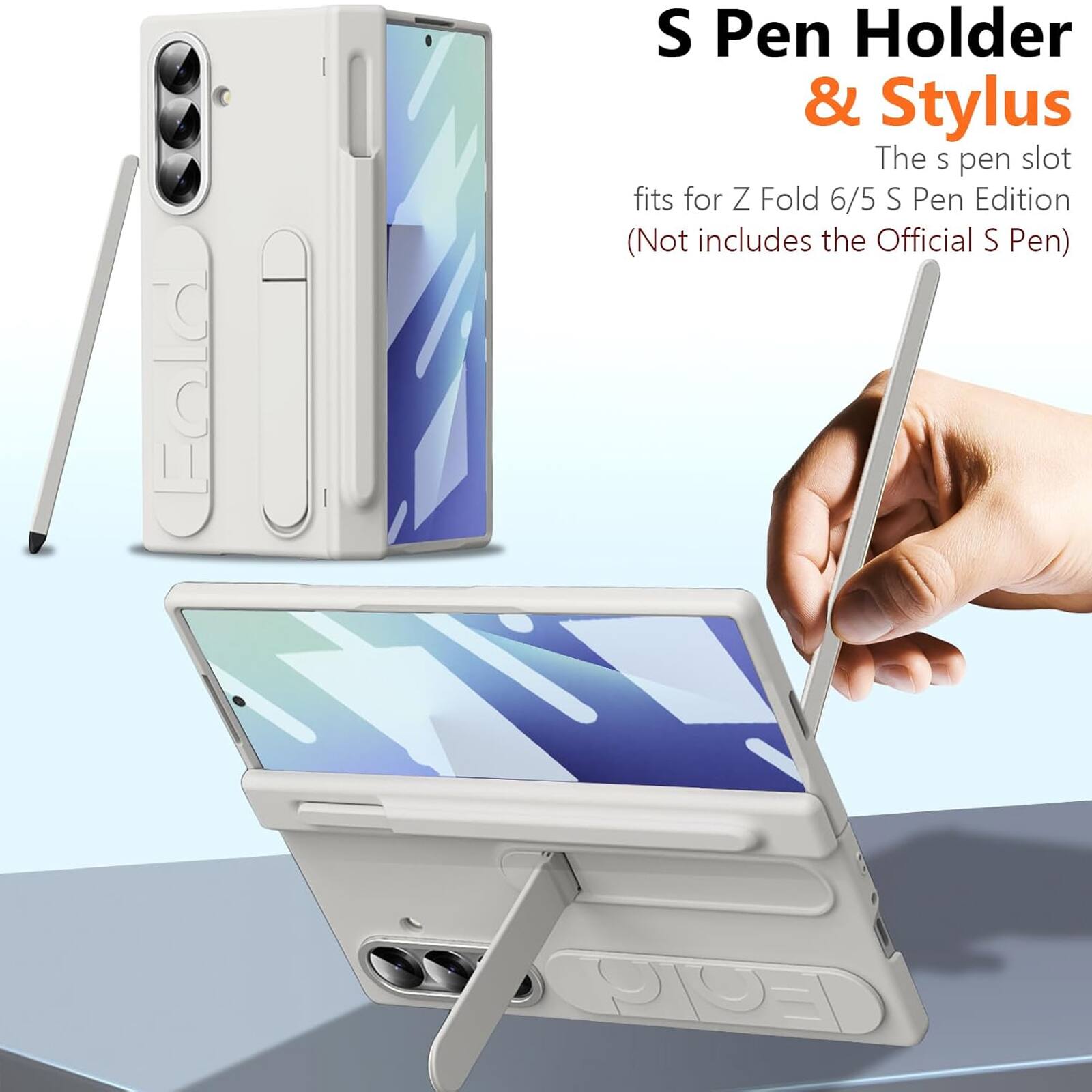 S Pen Holder & Stylus

The S pen slot fits for Z Fold 6/5 S Pen Edition (Not includes the Official S Pen)