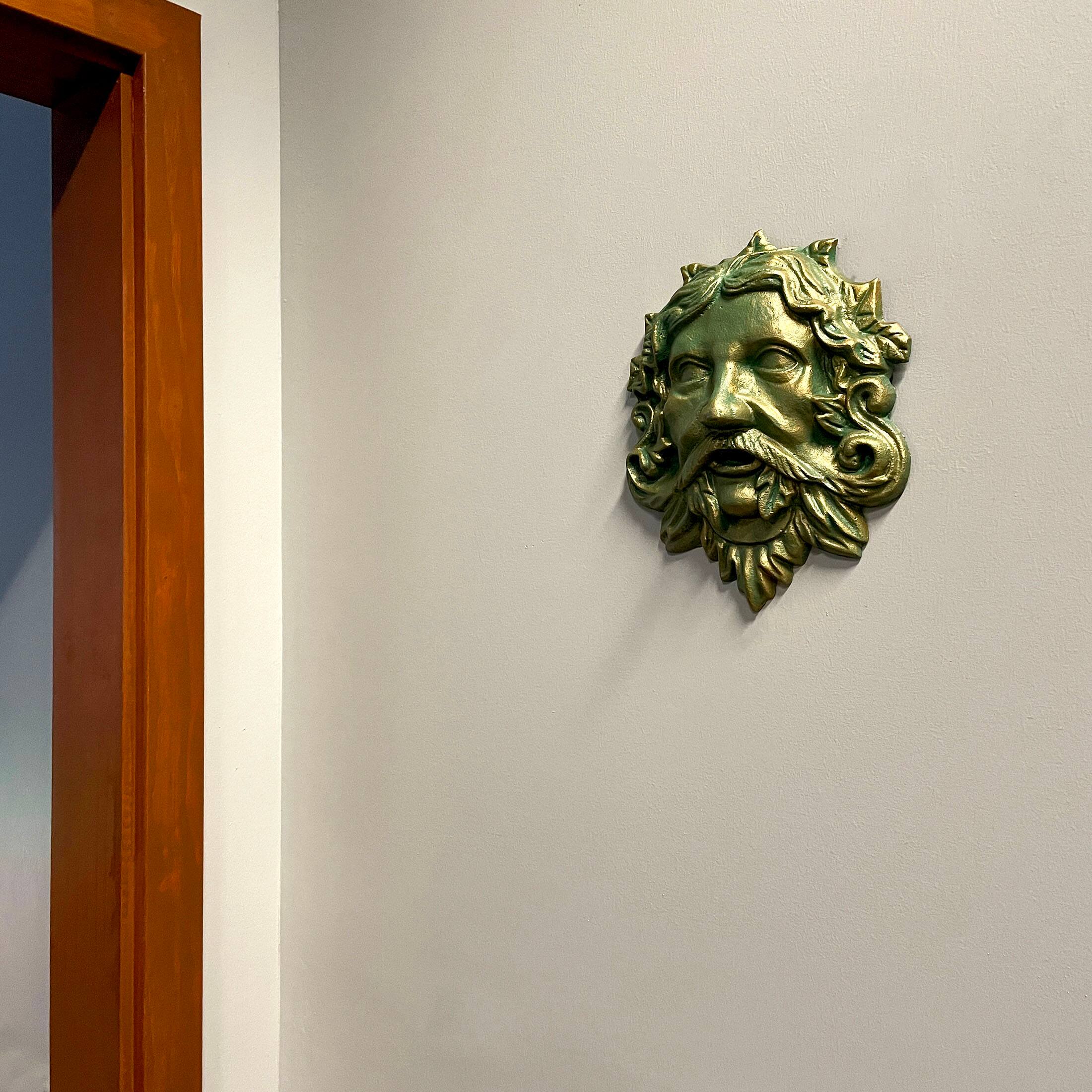 Alt View 4. Zeckos - Cast Iron Celtic Green Man Wall Hanging Antiqued Verdigris Green Finish - Green.