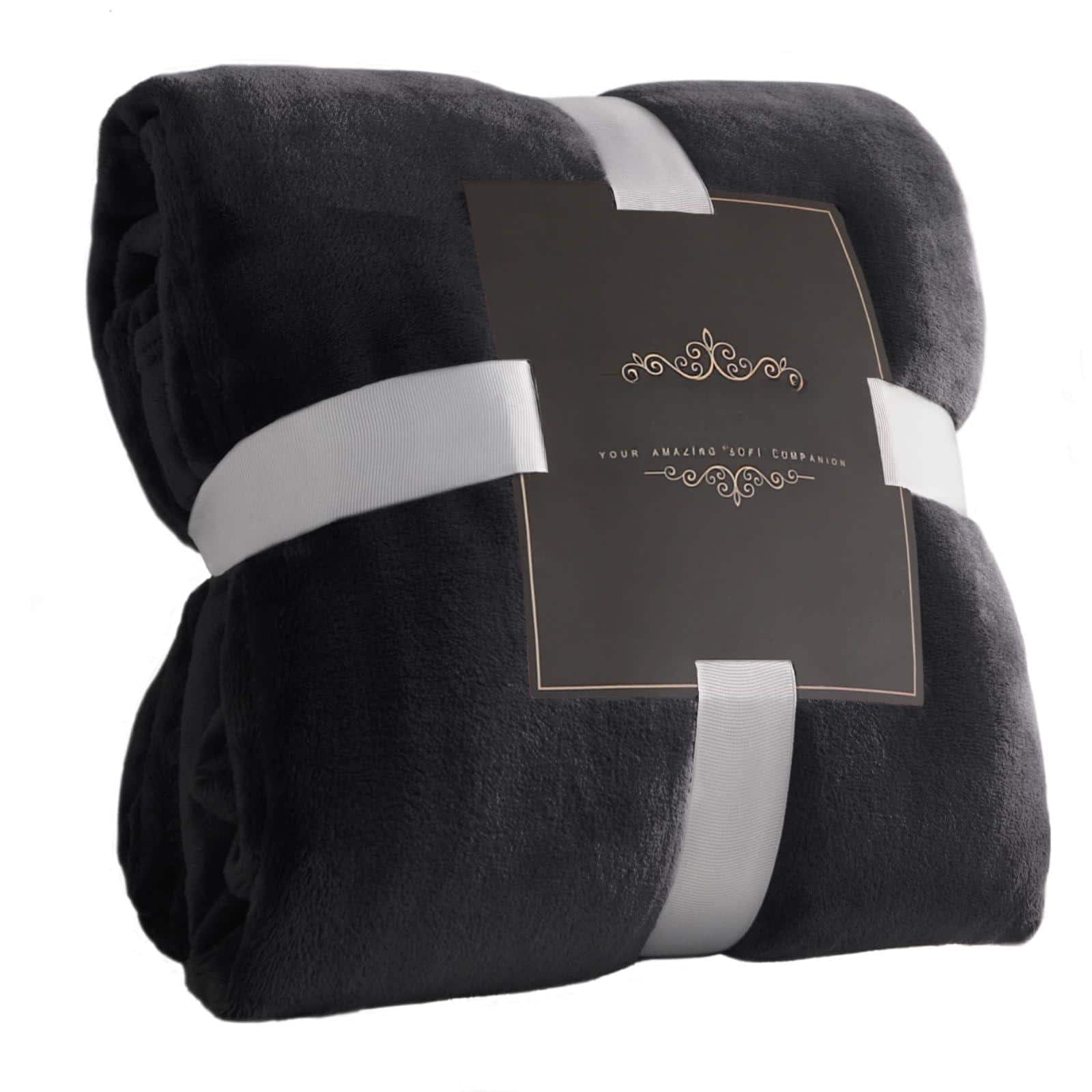 ThinkLink Electronic - Large Flannel Fleece Throw Blanket 50*70 Inch - Cozy Lightweight Thick All Seasons Suitable For Women Men And (pink) - Black 60"x80"