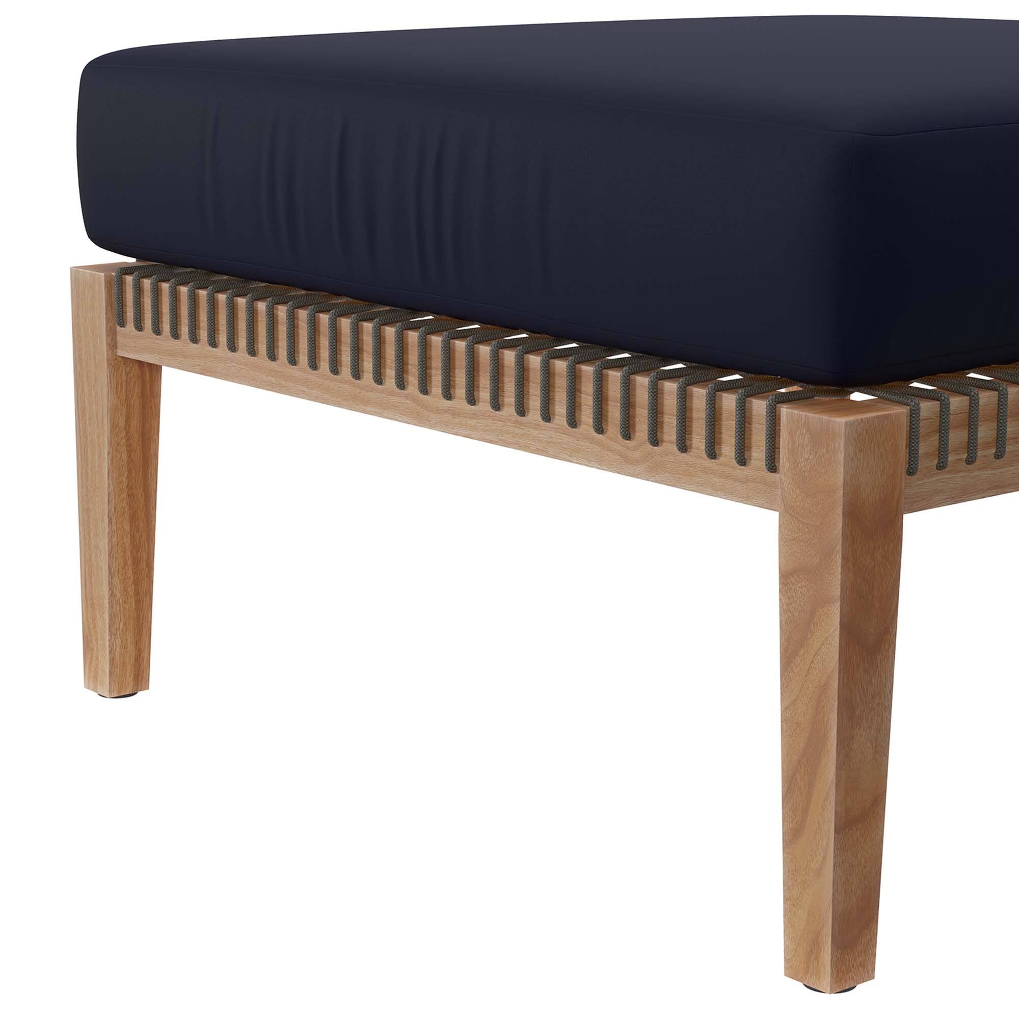Alt View 2. Modway - Clearwater Outdoor Patio Teak Wood Ottoman by Modway - Gray Navy.