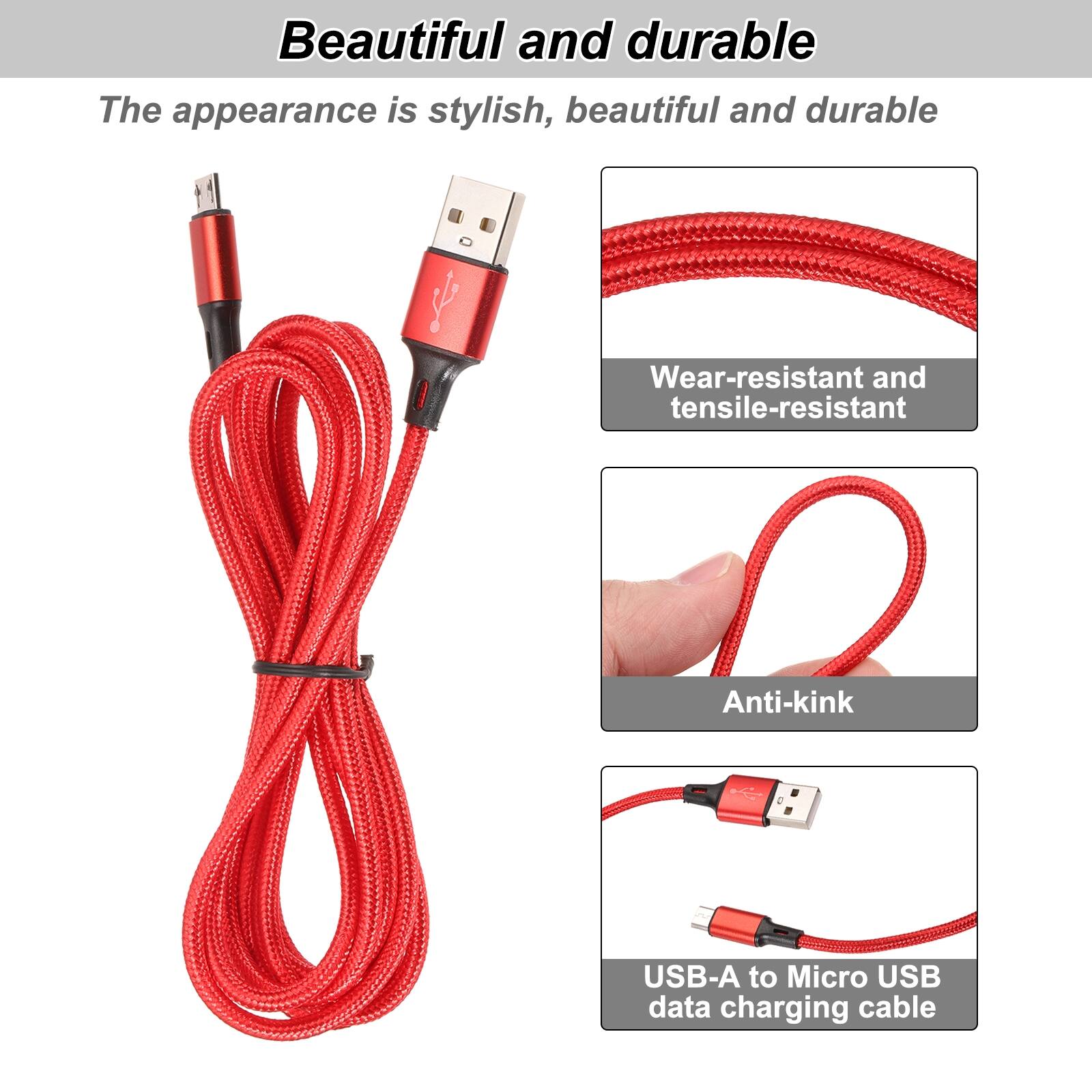 Beautiful and durable

The appearance is stylish, beautiful and durable

Wear-resistant and tensile-resistant

Anti-kink

USB-A to Micro USB data charging cable
