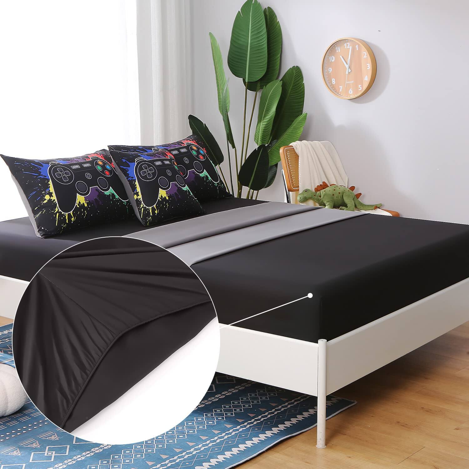 Alt View 5. NICHOLAS KLEIN - Gamer Comforter Sets For Boys girls Bed In A Bag 3d Video Game Bedding -all Season Microfiber With Pillowca... - Black Full (6-Piece).