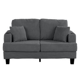 Vaczon - 2‑Seater Loveseat Sofa with Cup Holders & 2 Pillows Comfortable Living Room Couch for Movie Nights and Small Spaces - Gray
