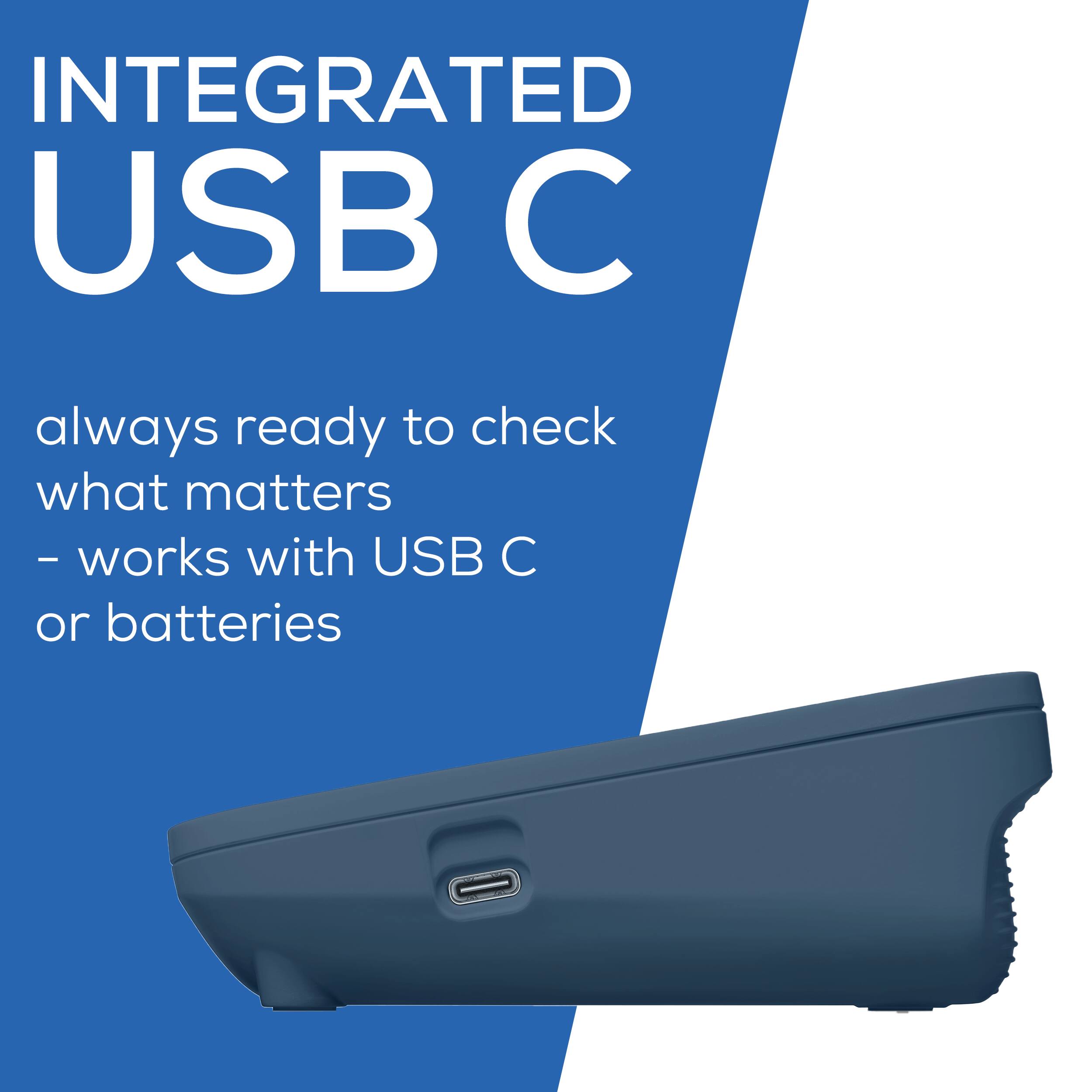 INTEGRATED USB C

always ready to check what matters - works with USB C or batteries
