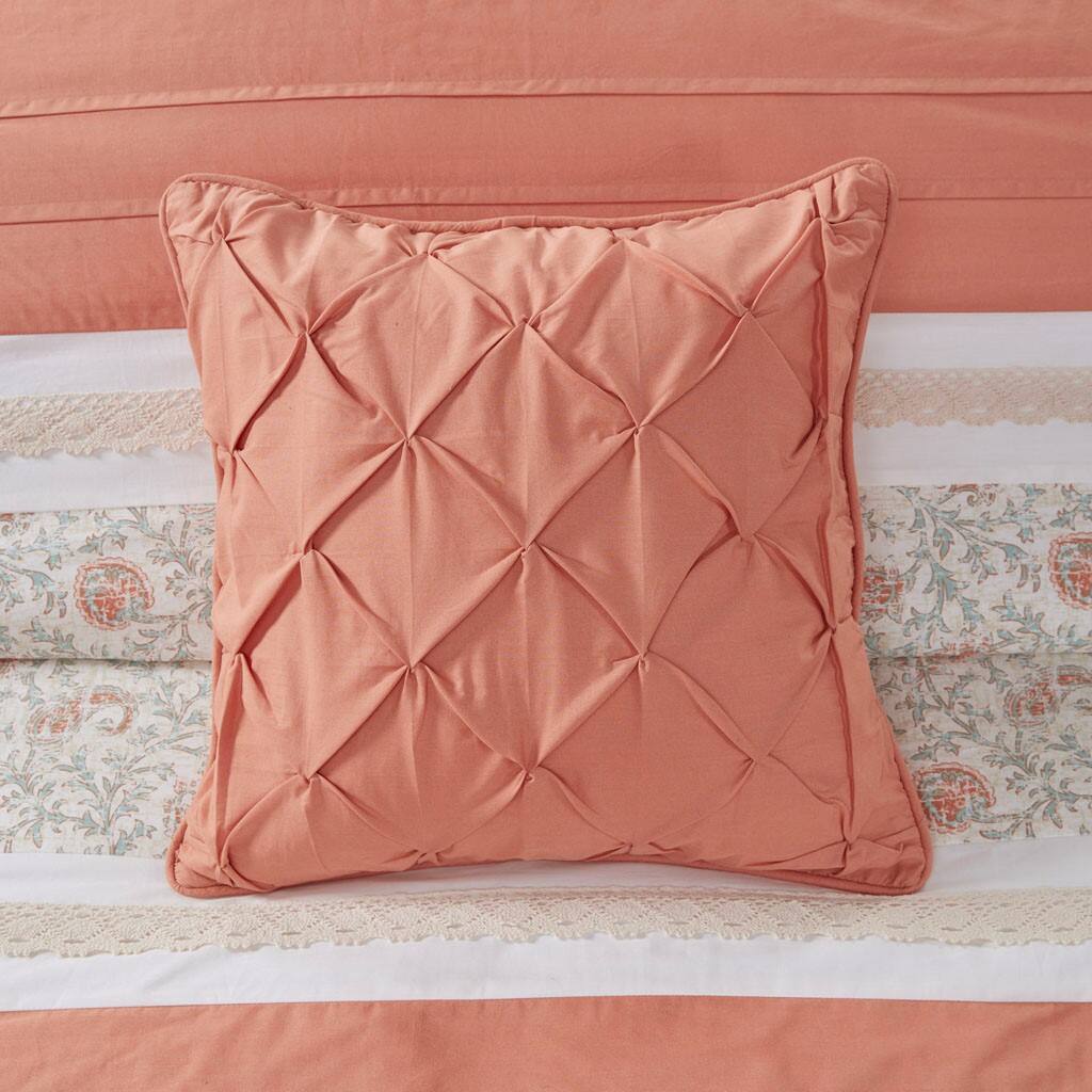 Alt View 2. Gracie Mills - Gracie Mills Singleton 9-Piece Cotton Percale Comforter Set with Paisley Print - Coral.