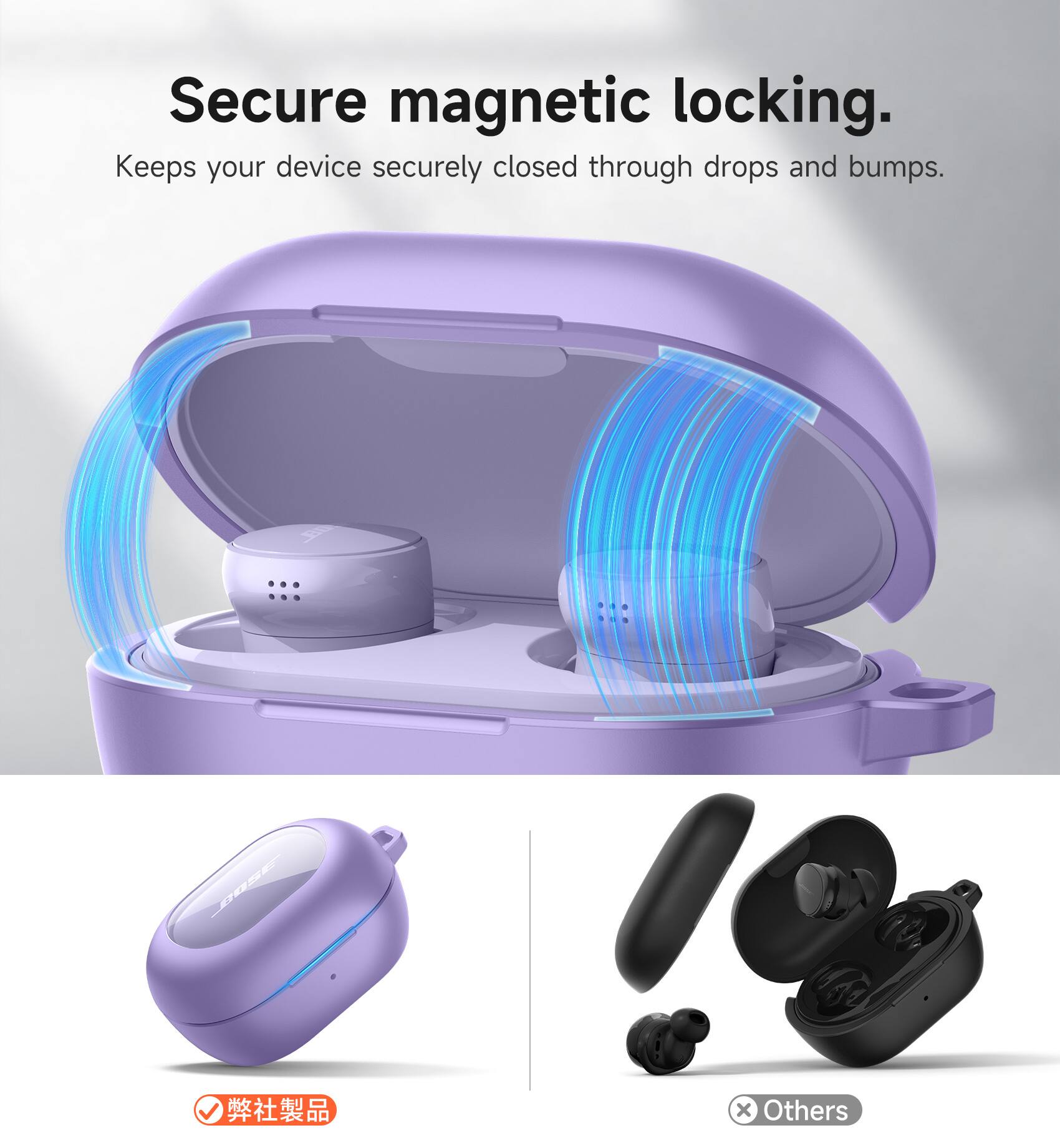 Secure magnetic locking. Keeps your device securely closed through drops and bumps.