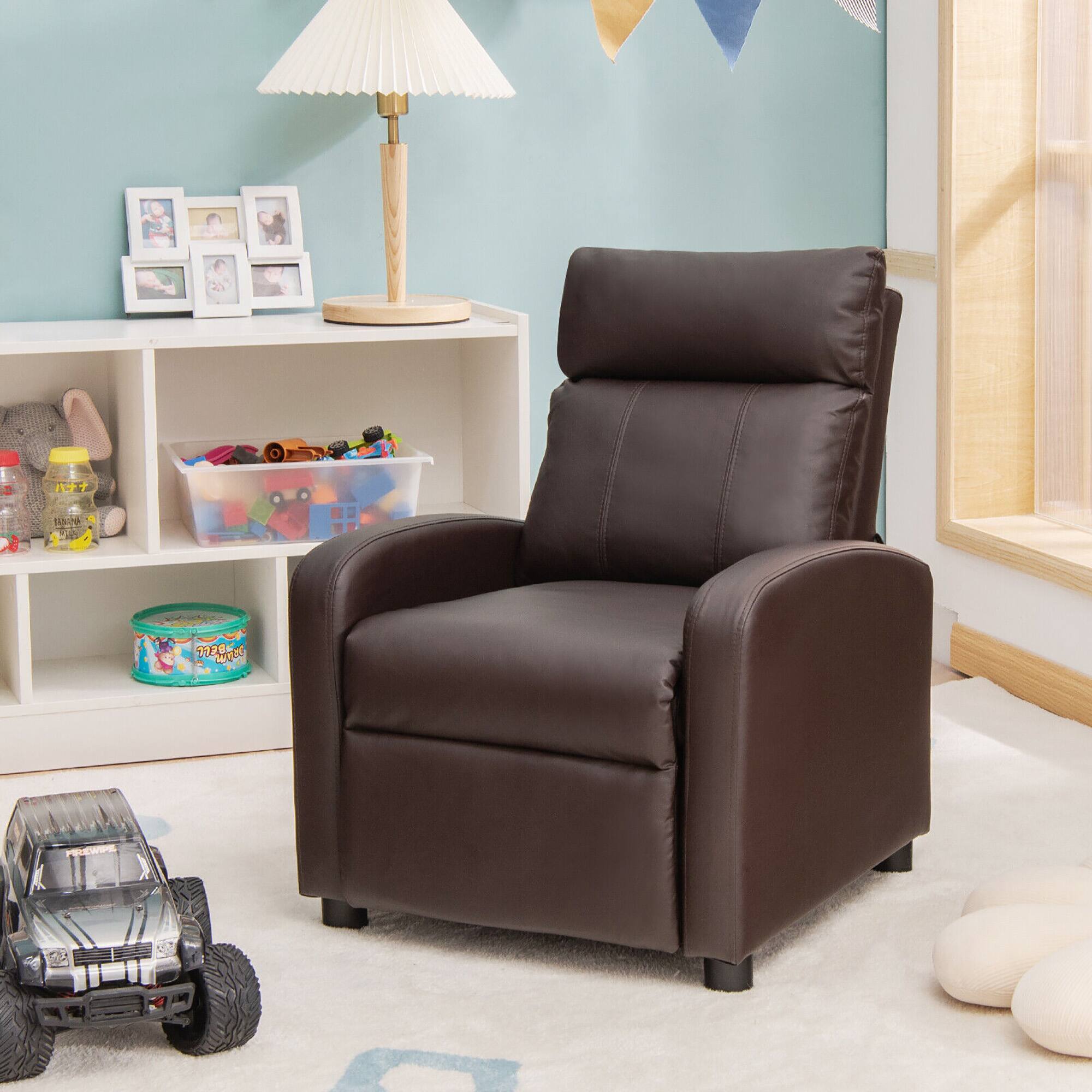 Alt View 9. Gymax - Gymax Kids Recliner Chair Adjustable Leather Sofa Armchair w/ Footrest Side Pocket Brown - Brown.